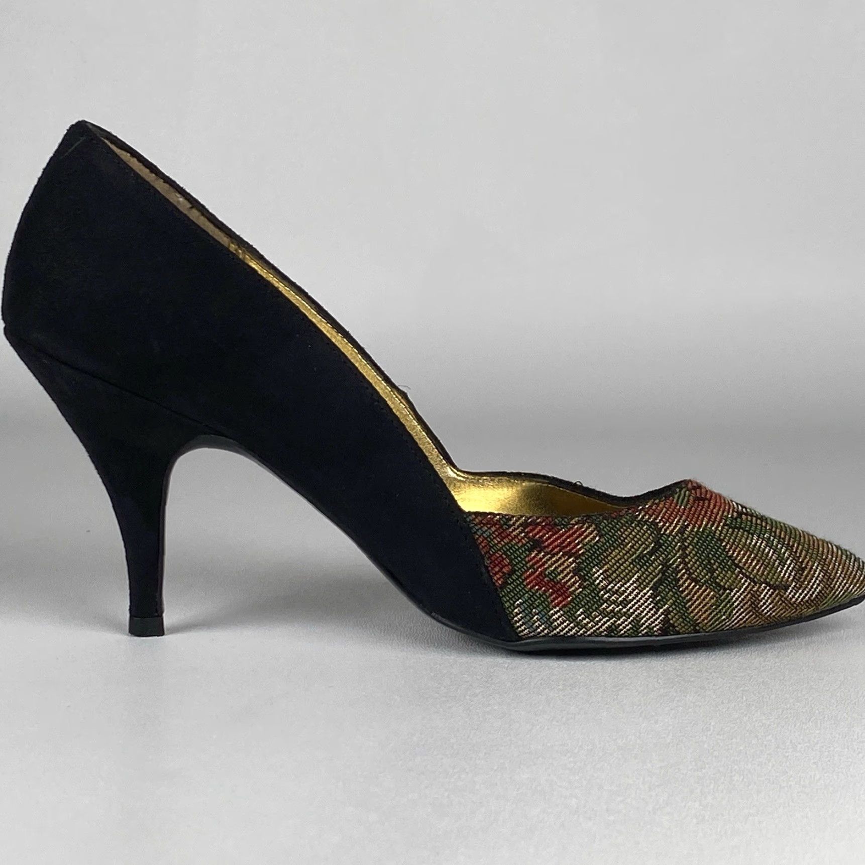 Vintage Vintage 1960s Mademoiselle Tapestry Heels Leather Size 6.5 B Women's Shoes Size US 7 / IT 37 - 6 Thumbnail