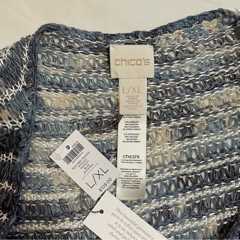 Chicos NWT New $109 Chico's Knit Textured Tegan Poncho Size L/XL Size L / US 10 / IT 46 - 8 Thumbnail