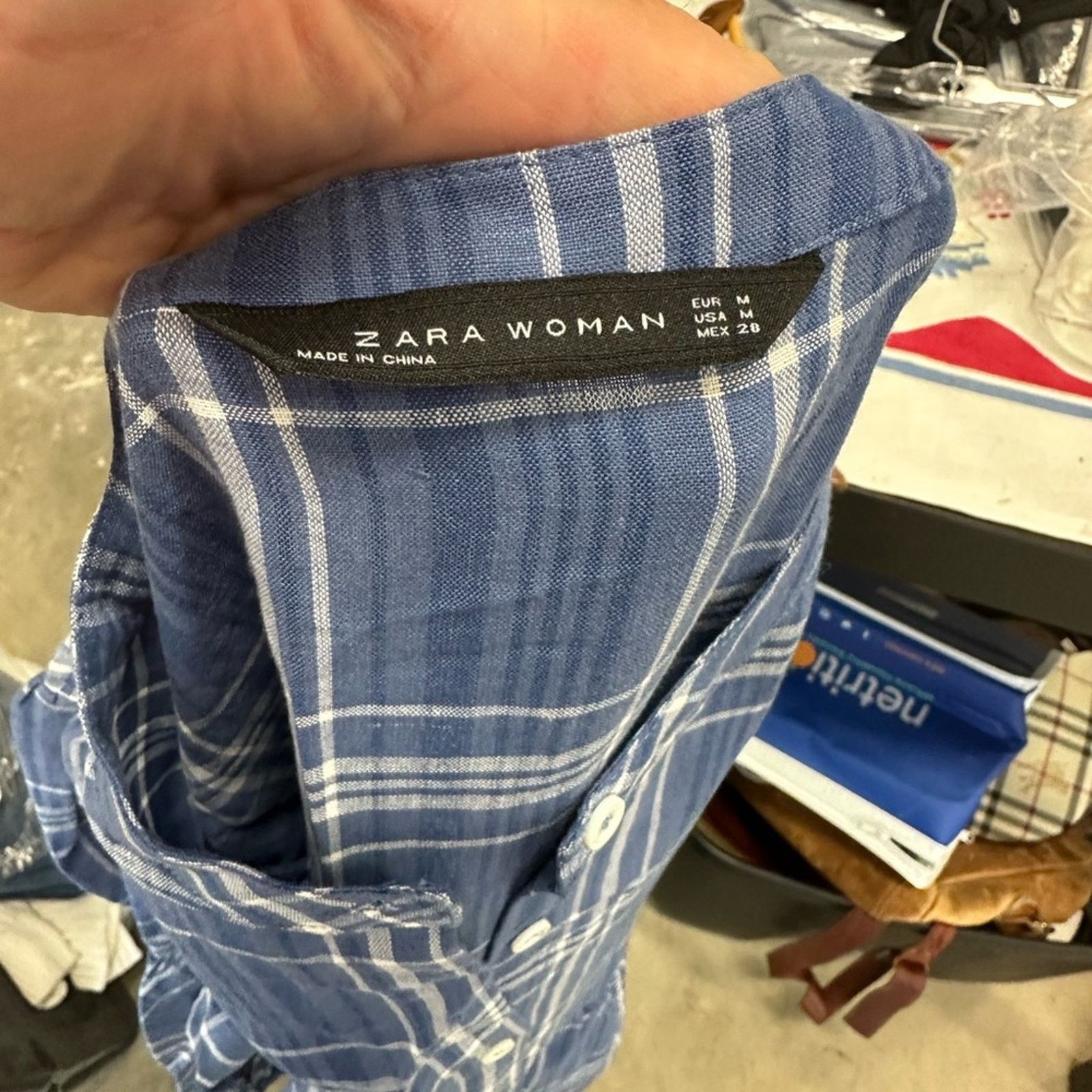 Zara Zara Blue Plaid Dress Size M / US 6-8 / IT 42-44 - 3 Thumbnail