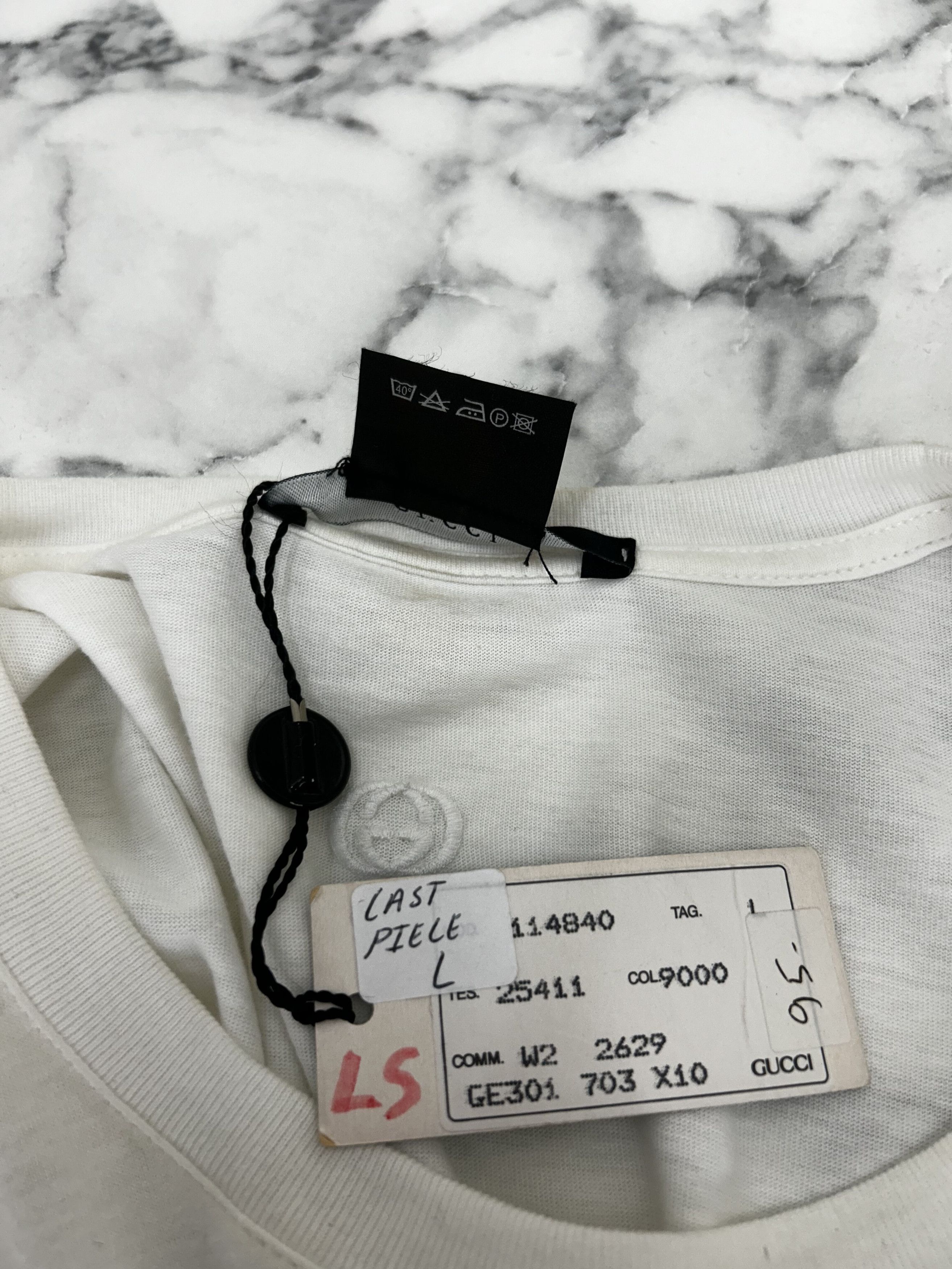 Gucci White Long Sleeve T-Shirt With Interlocked GG