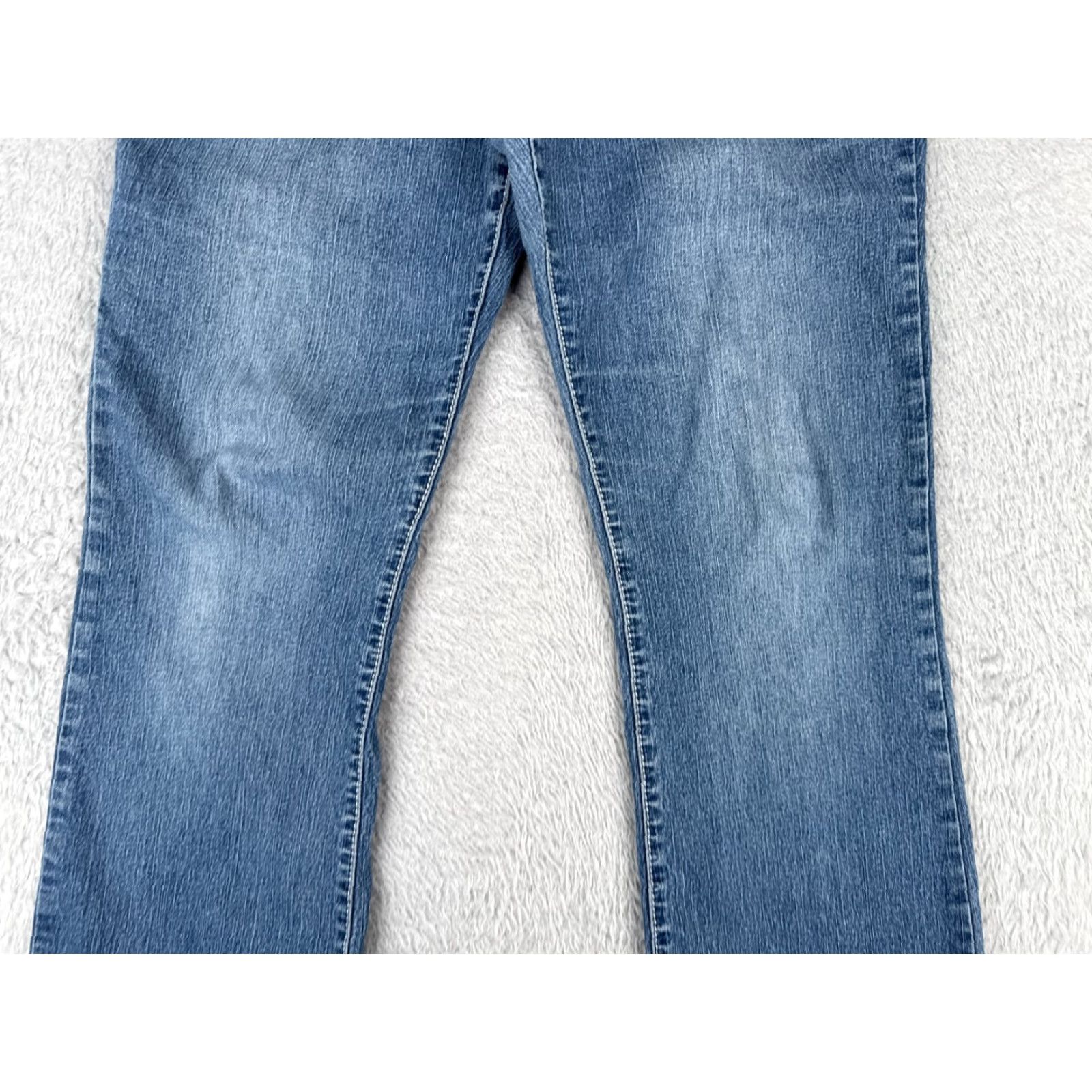 Denime Roz & Ali Jeans Women 12P Blue Denim Bootcut Mid Rise 30x28 Embellished Embroidered Logo 5-Pocket Design Cotton Denim Jeans Womens Size 34" / US 12 / IT 48 - 3 Thumbnail