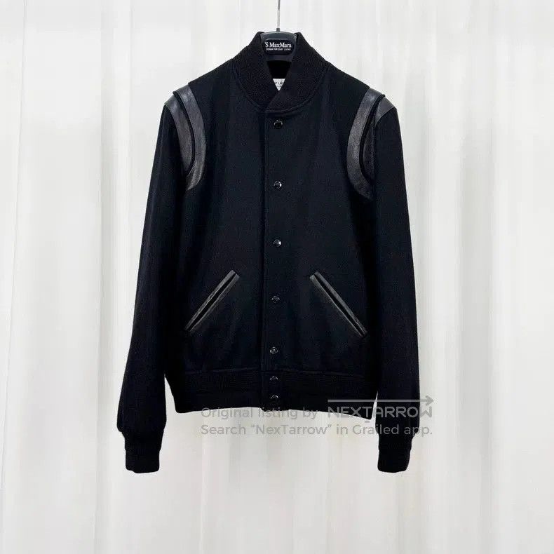 Saint Laurent Paris Saint Laurent Black Wool Leather Trim Bomber Jacket. Size US L / EU 52-54 / 3 - 1 Thumbnail