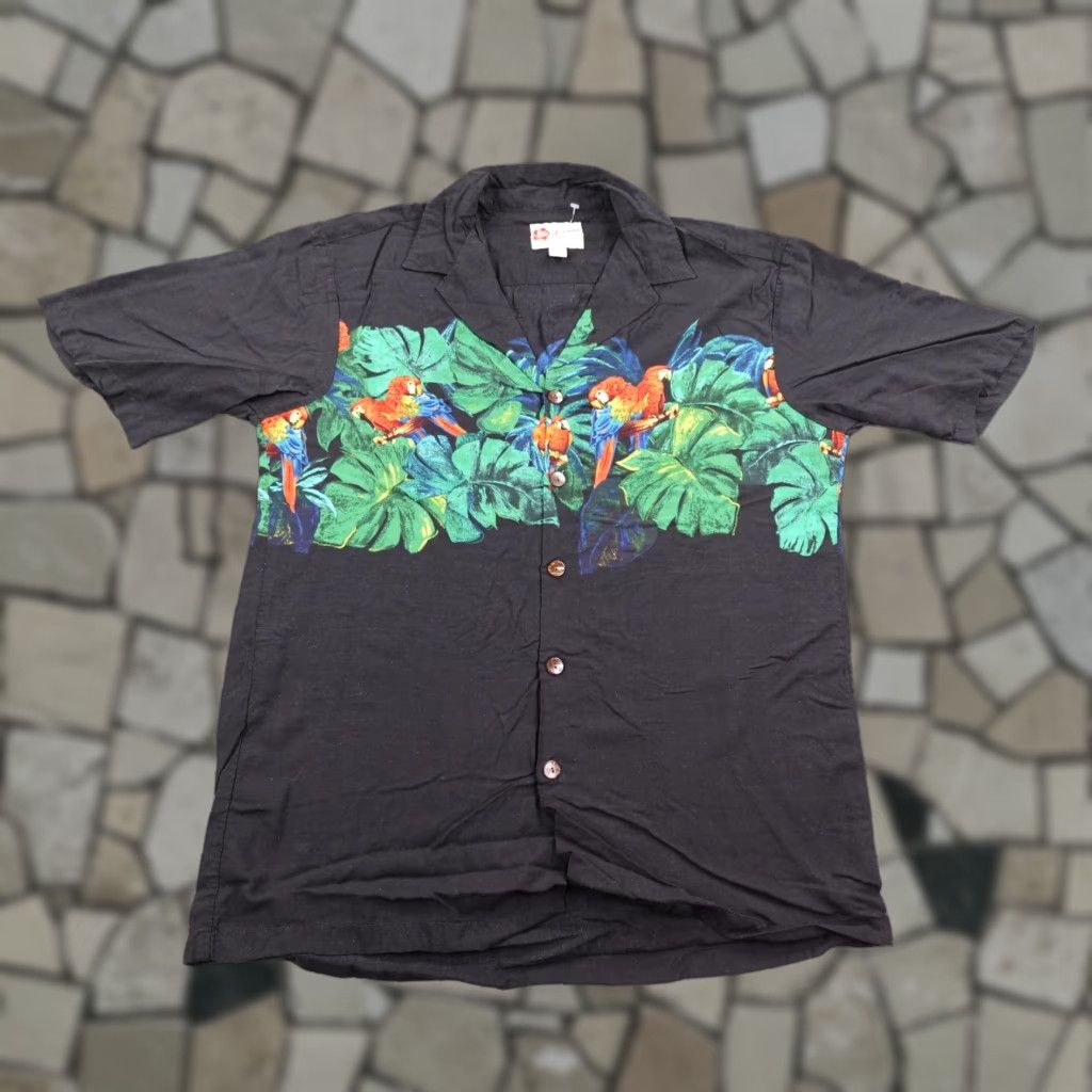 Hilo Hattie Hilo Hattie Hawaiian Shirt Men Medium Black Parrot Tropical Aloha Button Up Camp Size US M / EU 48-50 / 2 - 1 Thumbnail
