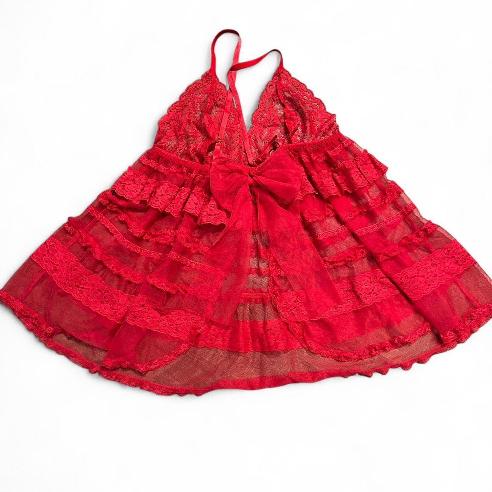 Victoria's Secret Red lace babydoll mesh lingerie Size L / US 10 / IT 46 - 2 Thumbnail