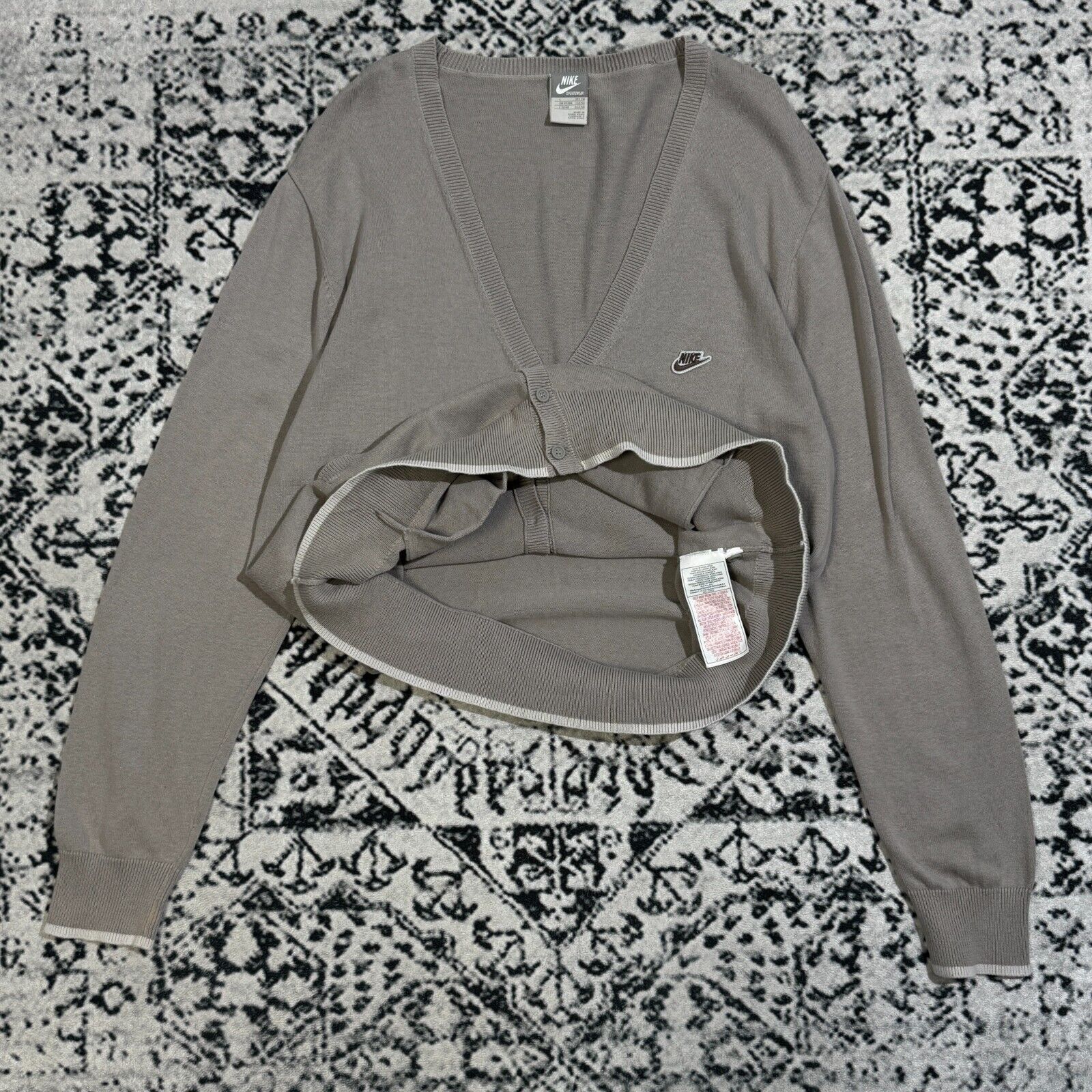 Nike × Vintage Vintage Nike Unisex Gray Cotton Sweater Cardigan Size L Size US L / EU 52-54 / 3 - 9 Thumbnail