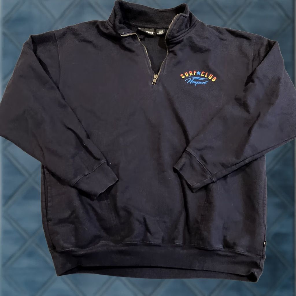 Vintage VINTAGE NEWPORT SURF CLUB Quarter Zip Sweatshirt Blue XL Men's Size US XL / EU 56 / 4 - 1 Thumbnail