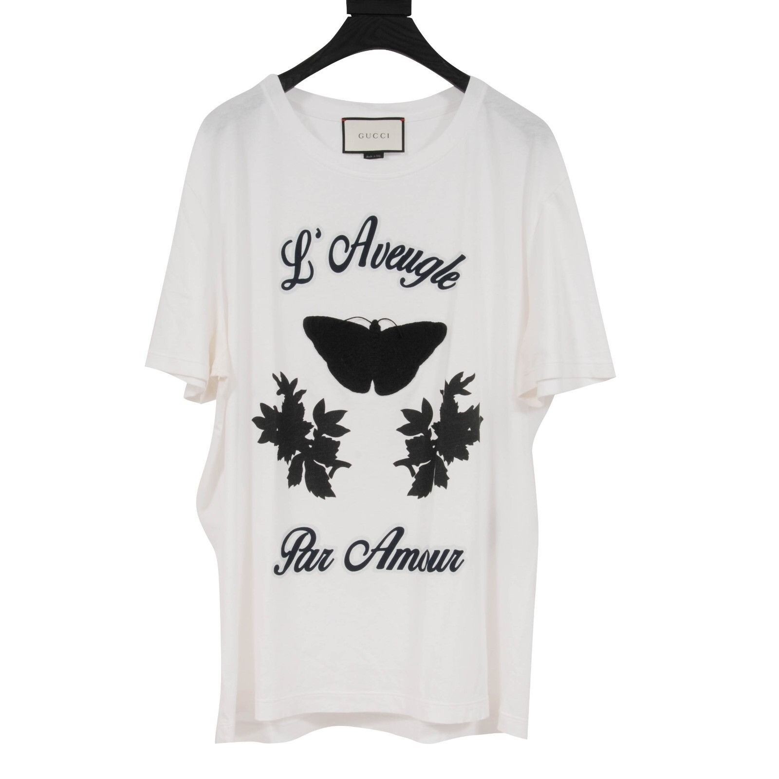 Gucci L' Aveugle Par Amour T Shirt White Black Embroidery Size US L / EU 52-54 / 3 - 1 Thumbnail