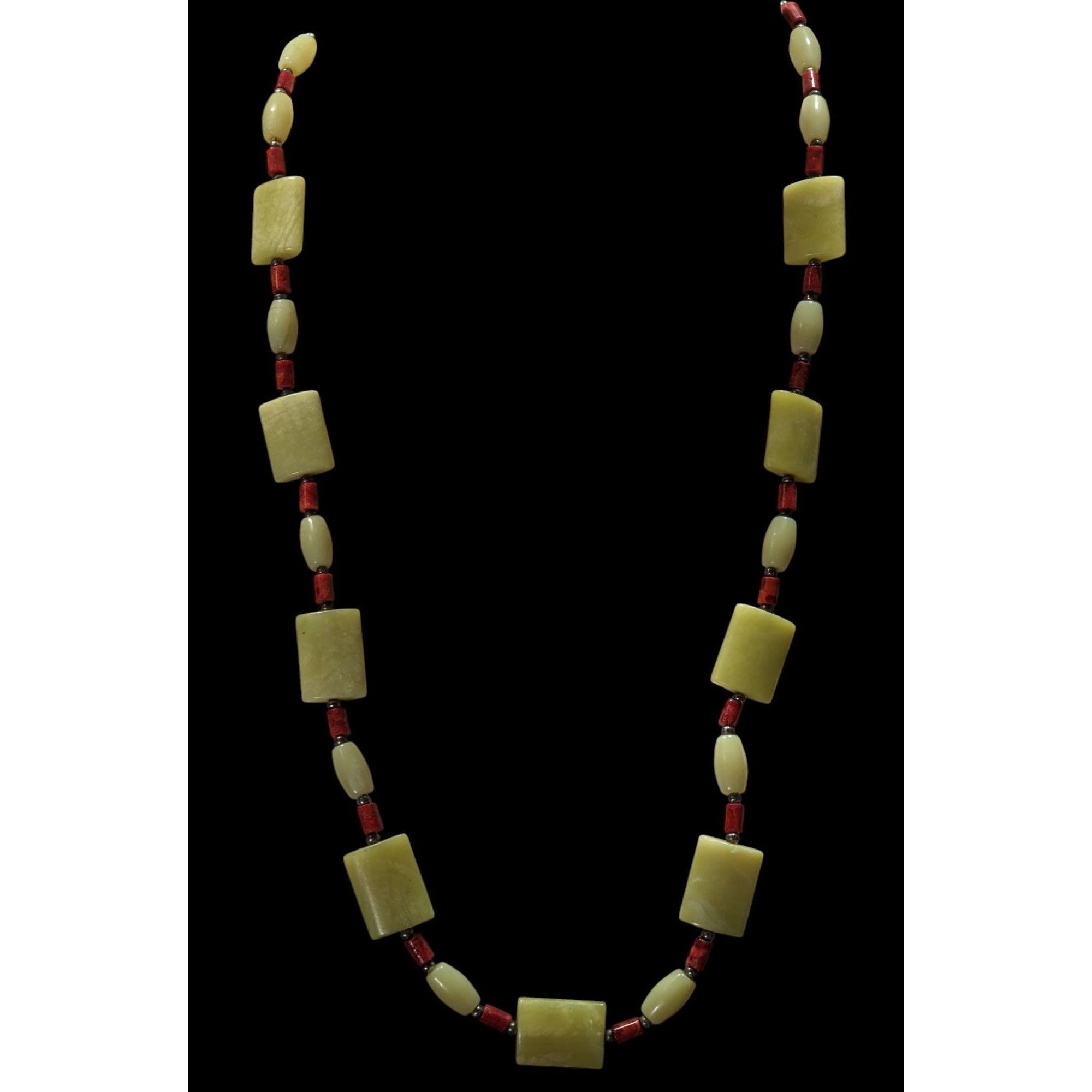 Other Vintage Handmade Jade And Coral Beaded Necklace With Sterlin Size ONE SIZE - 3 Thumbnail