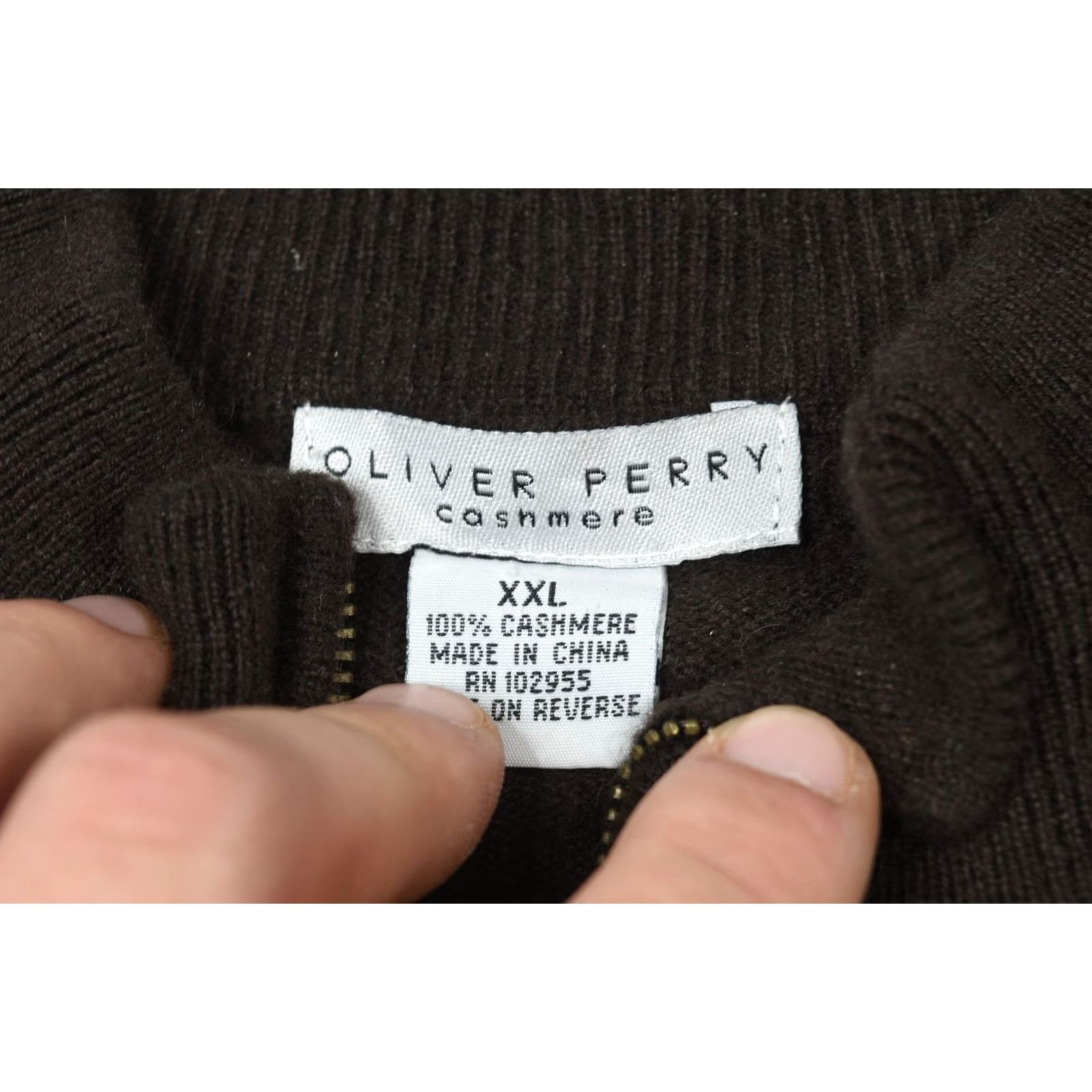 Olive Oliver Perry Cashmere Sweater Mens 2XL Brown Long Sleeve 1/4 Zip Pullover Size US XXL / EU 58 / 5 - 7 Thumbnail