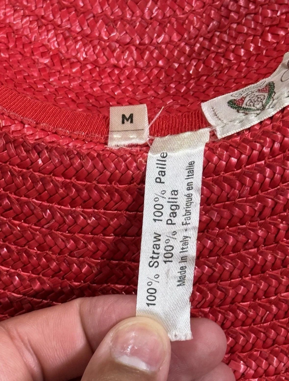 Gucci Vintage 90s Gucci Straw Hat Red Womens Size M Made In Italy Size ONE SIZE - 8 Thumbnail