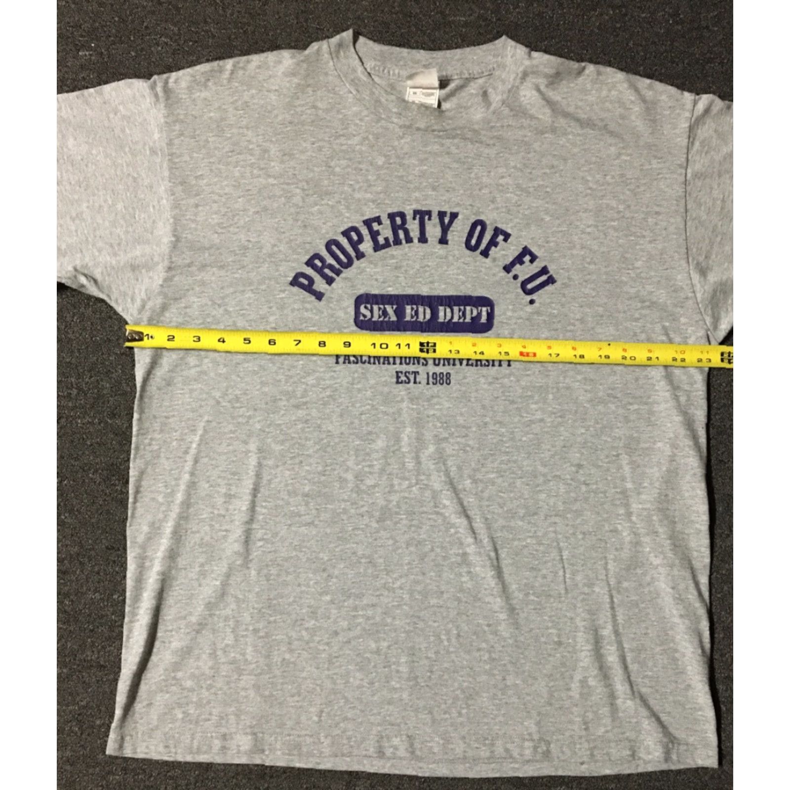 Vintage VINTAGE Property Of F.U. Sex Ed Making You Sweat Shirt XL Gray Mens Short Sleeve 90s Grunge Comedy School College USA USA 80s Surf Skate Size US XL / EU 56 / 4 - 7 Thumbnail