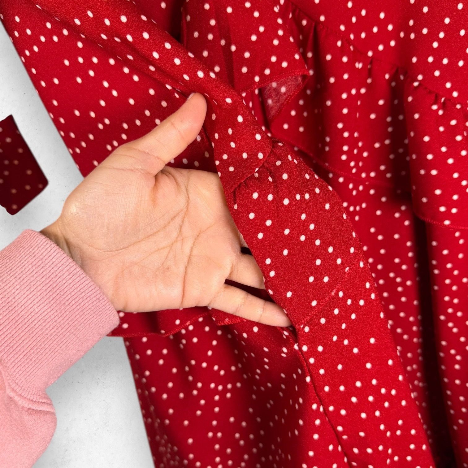 Other Naggoo Women's L Red Polka Dots Dress Pockets Ruffled Layers Size L / US 10 / IT 46 - 5 Thumbnail