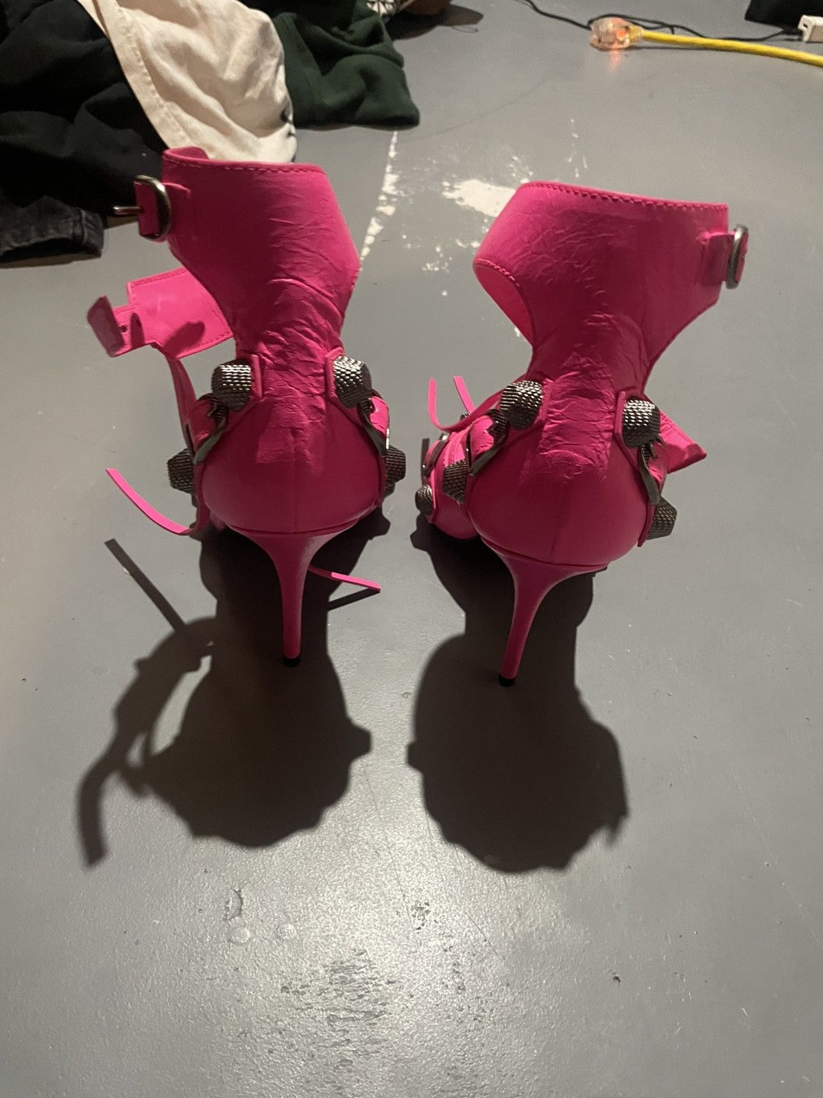 Balenciaga Balenciaga Womens Flou Pink Cagole Leather Studded Stiletto Size US 8.5 / IT 38.5 - 7 Thumbnail