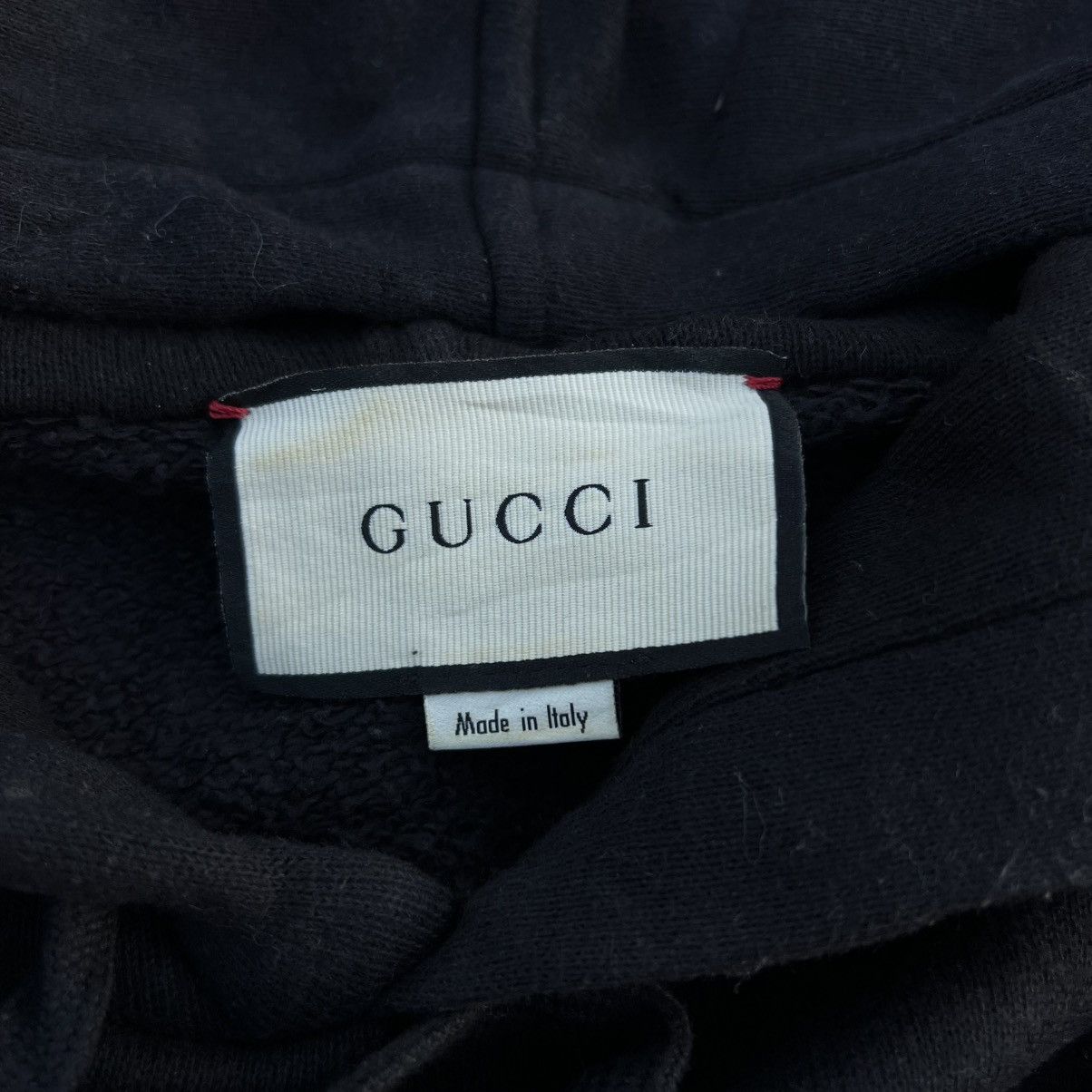 Gucci Gucci Black Distressed-Effect Logo-Print Cotton Hoodie Size US M / EU 48-50 / 2 - 5 Thumbnail