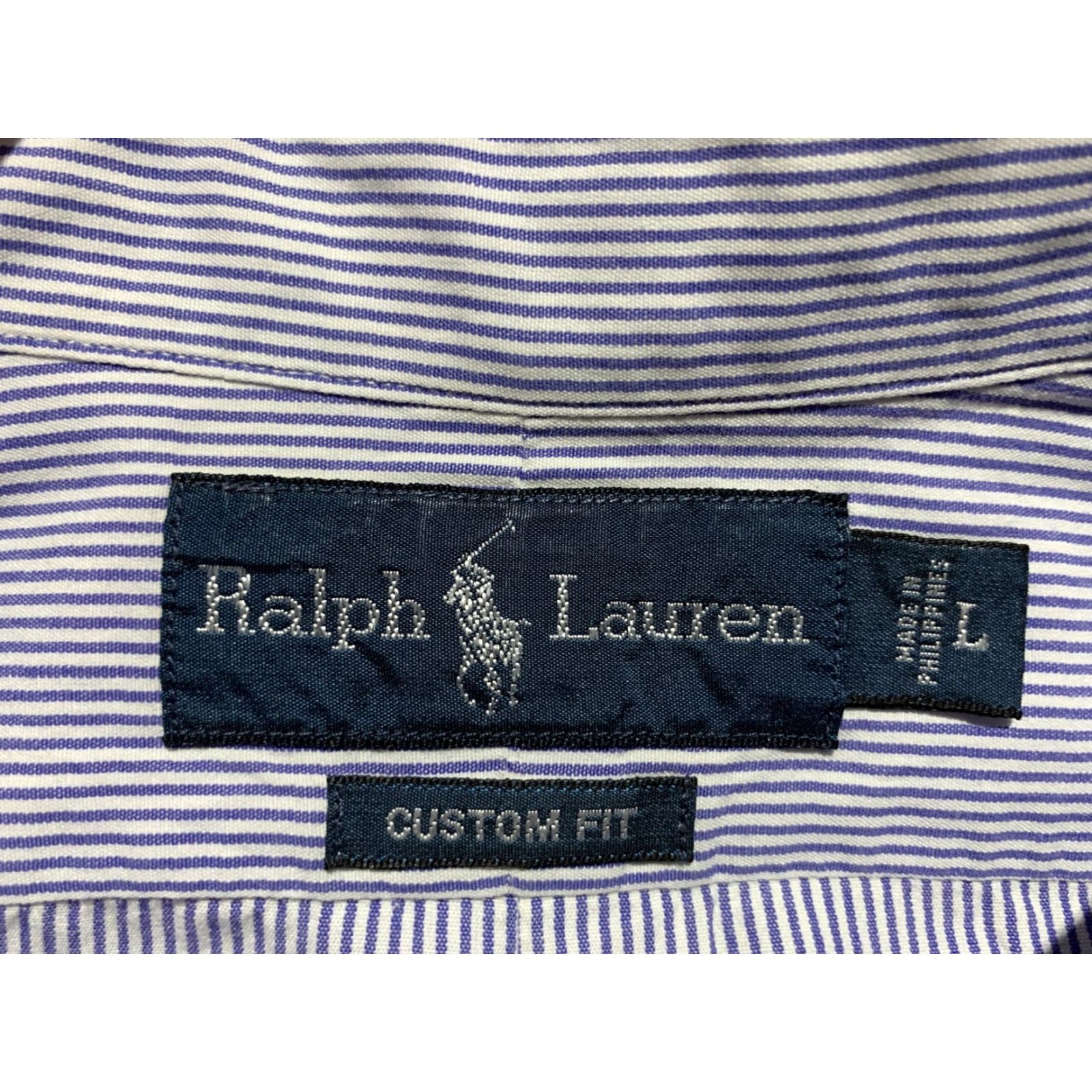 Ralph Lauren VINTAGE Ralph Lauren Men’s Button-Front Long Sleeve Shirt Cotton Blue Striped Large Size US L / EU 52-54 / 3 - 6 Thumbnail