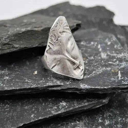 Handmade Abstract Face Ring Silver Modern Human Art Tribal Punk y2k Size ONE SIZE - 7 Thumbnail