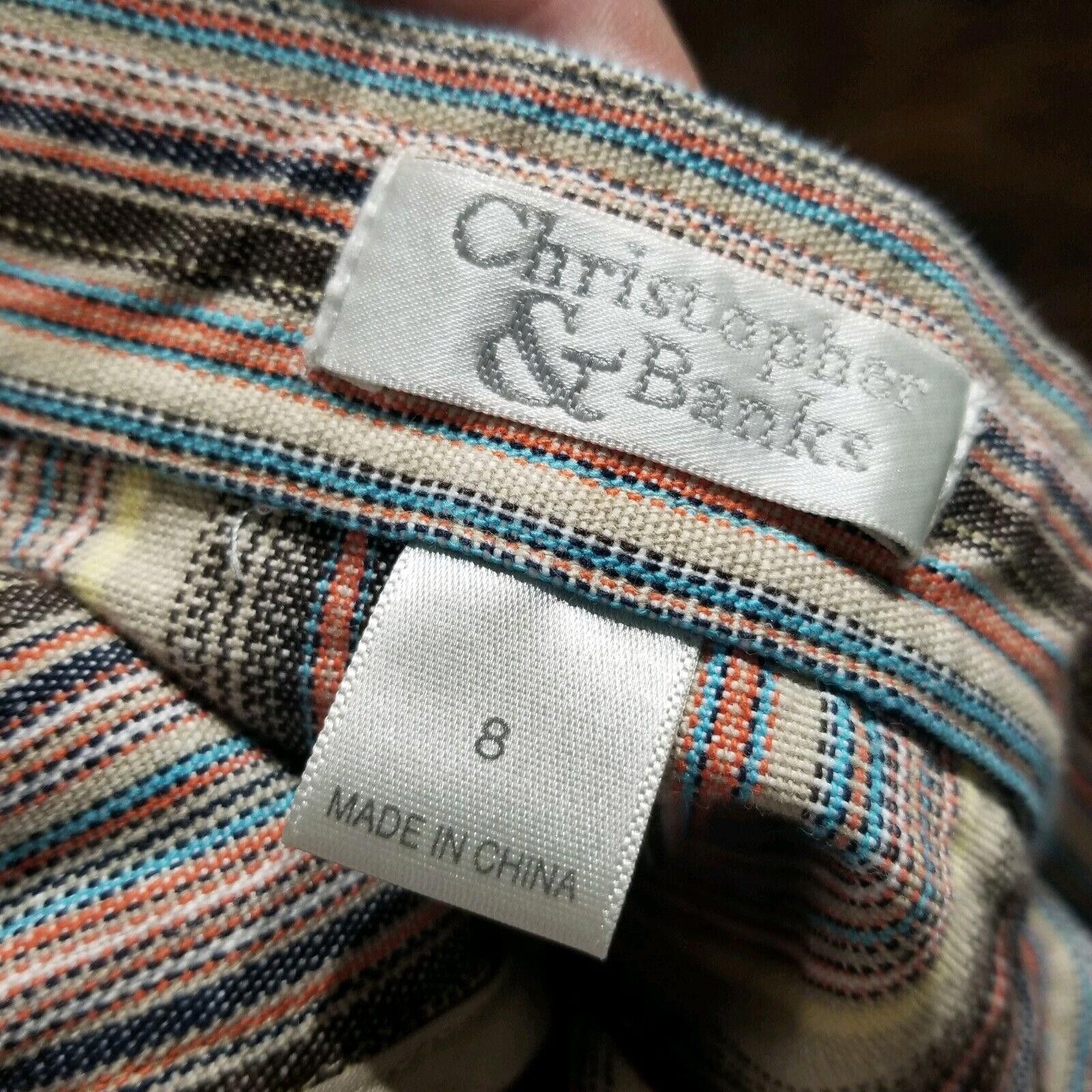 Designer Christopher & Banks Skirt 8 Striped Cotton Drawstring Size 30" / US 8 / IT 44 - 2 Thumbnail