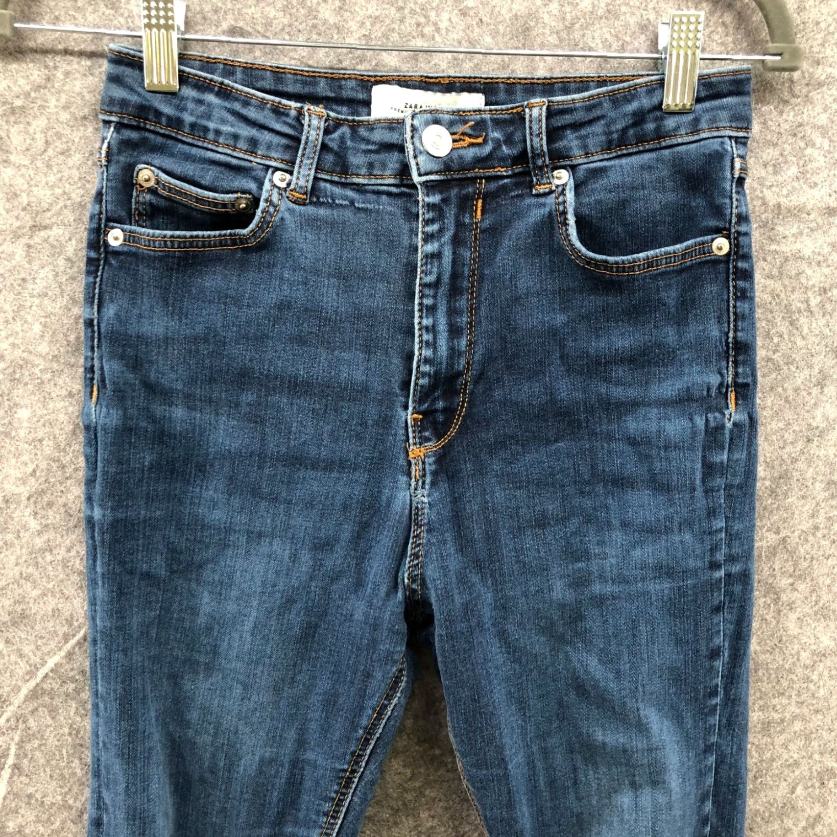 Zara ZARA High Rise Skinny Jeans Womens Size 6 Blue Distressed Stretch Medium Wash Size 28" / US 6 / IT 42 - 3 Thumbnail