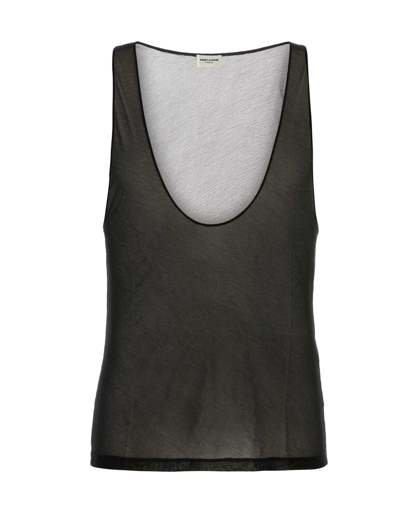 Saint Laurent Paris o1la1rc1a1225 772270 Debardeur Decollete Tank Top in Noir Size US L / EU 52-54 / 3 - 1 Thumbnail