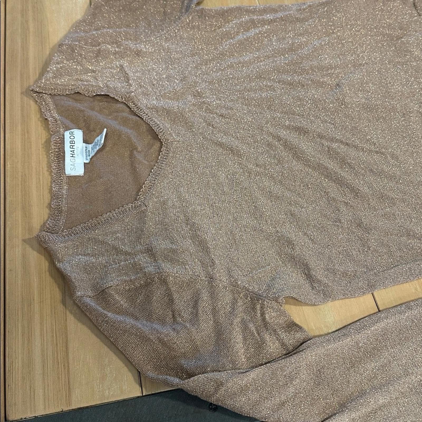 Other Sag Harbor Shimmering Tan Knit Sweater Petite Medium copper Size M / US 6-8 / IT 42-44 - 4 Thumbnail