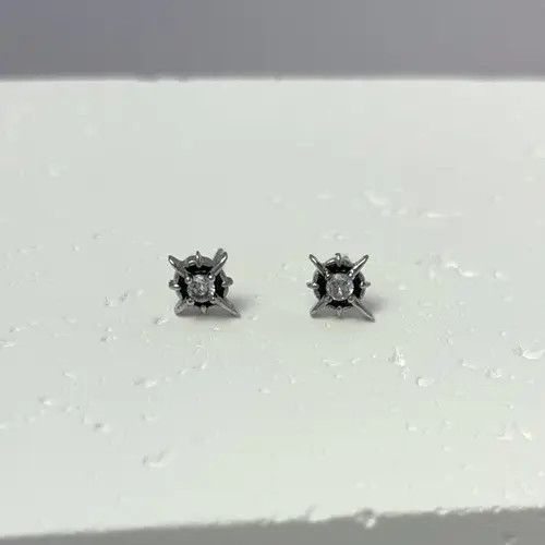 Other 925 Silver Plated CZ Star Stud Earrings for Men Women Size ONE SIZE - 1 Thumbnail