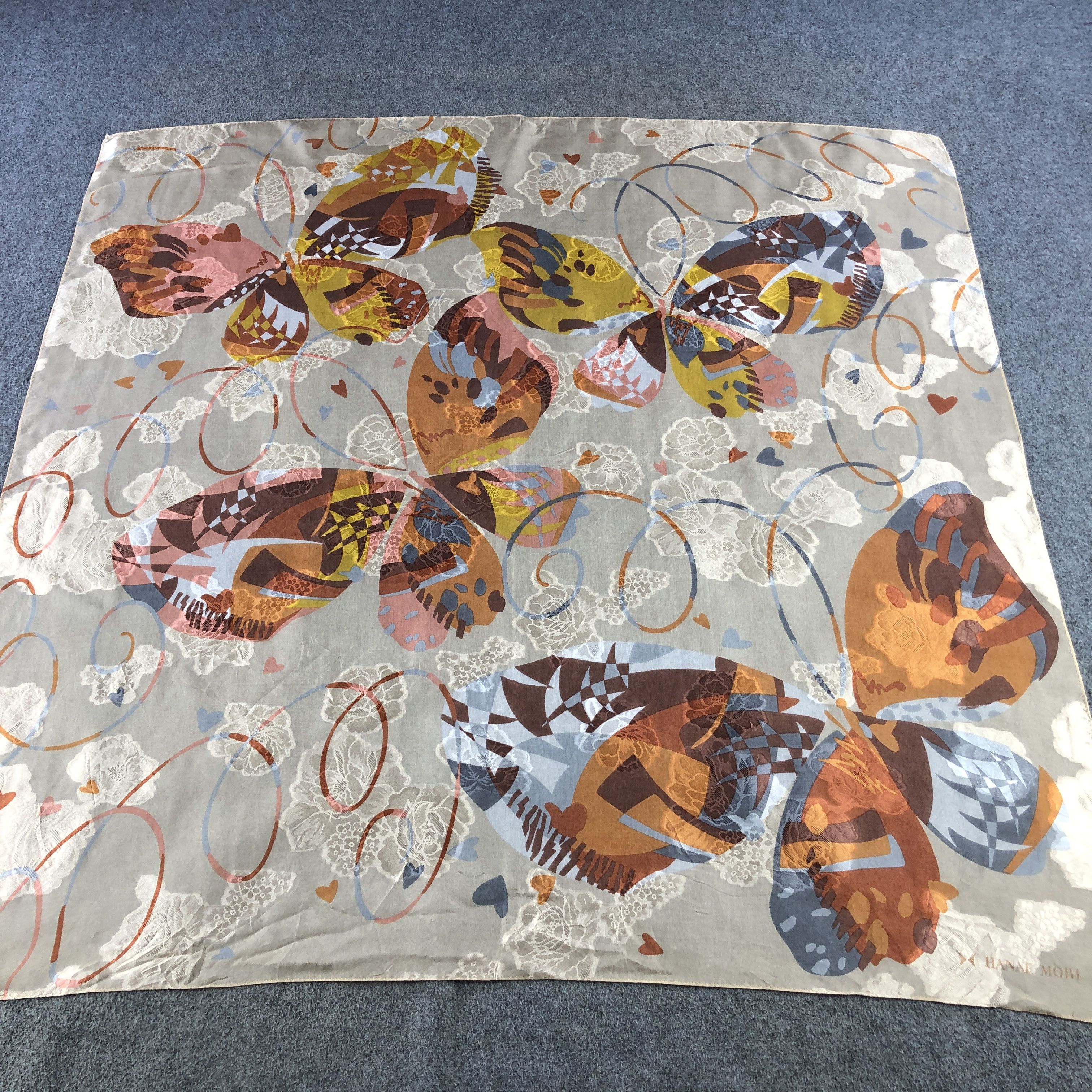 Hanae Mori Vintage Hanae Mori Floral Silk Scarf M1259 Size ONE SIZE - 2 Thumbnail