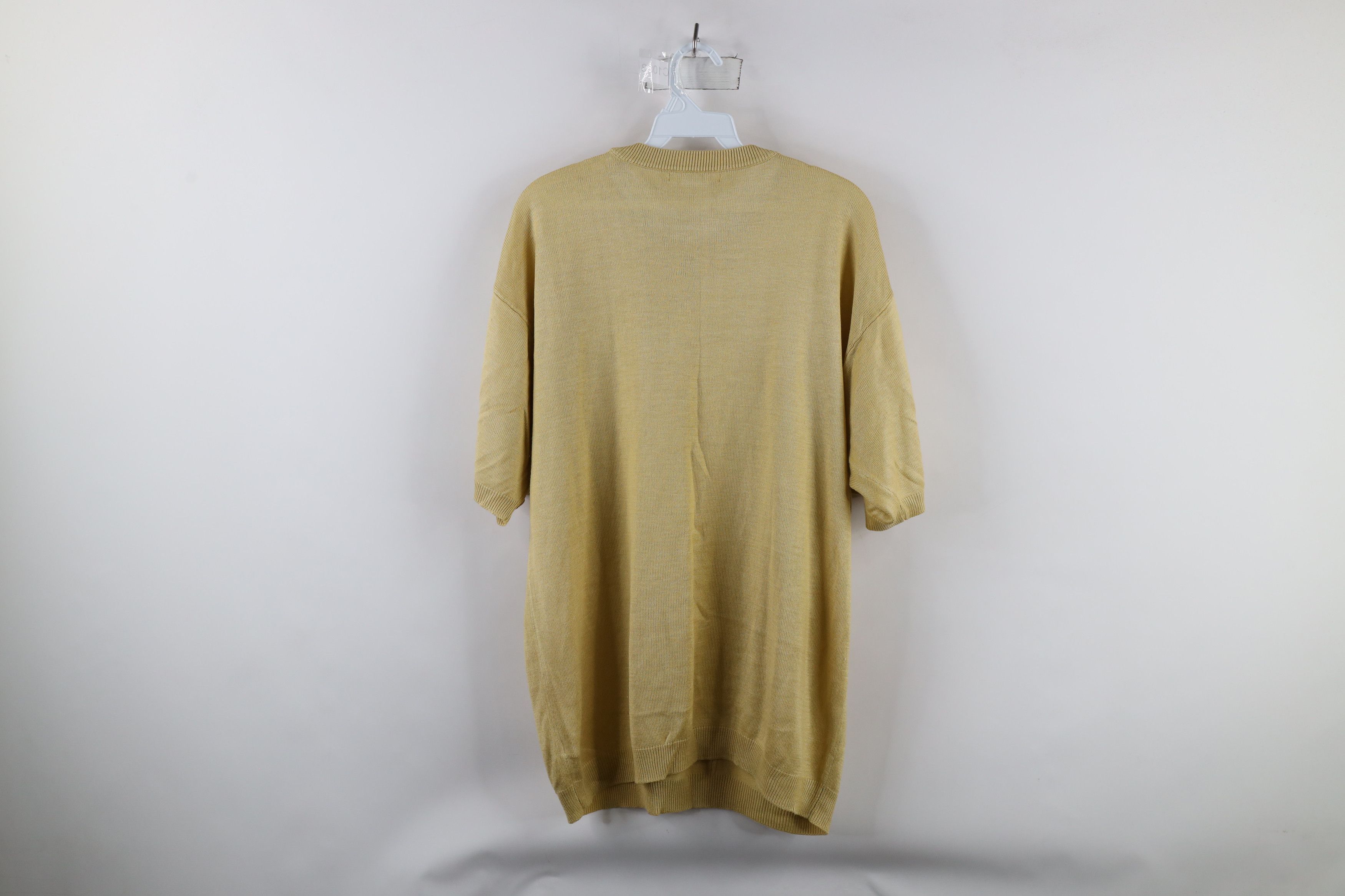 Vintage Vintage 90s Streetwear Knit Short Sleeve Sweater Gold Size US XL / EU 56 / 4 - 7 Thumbnail