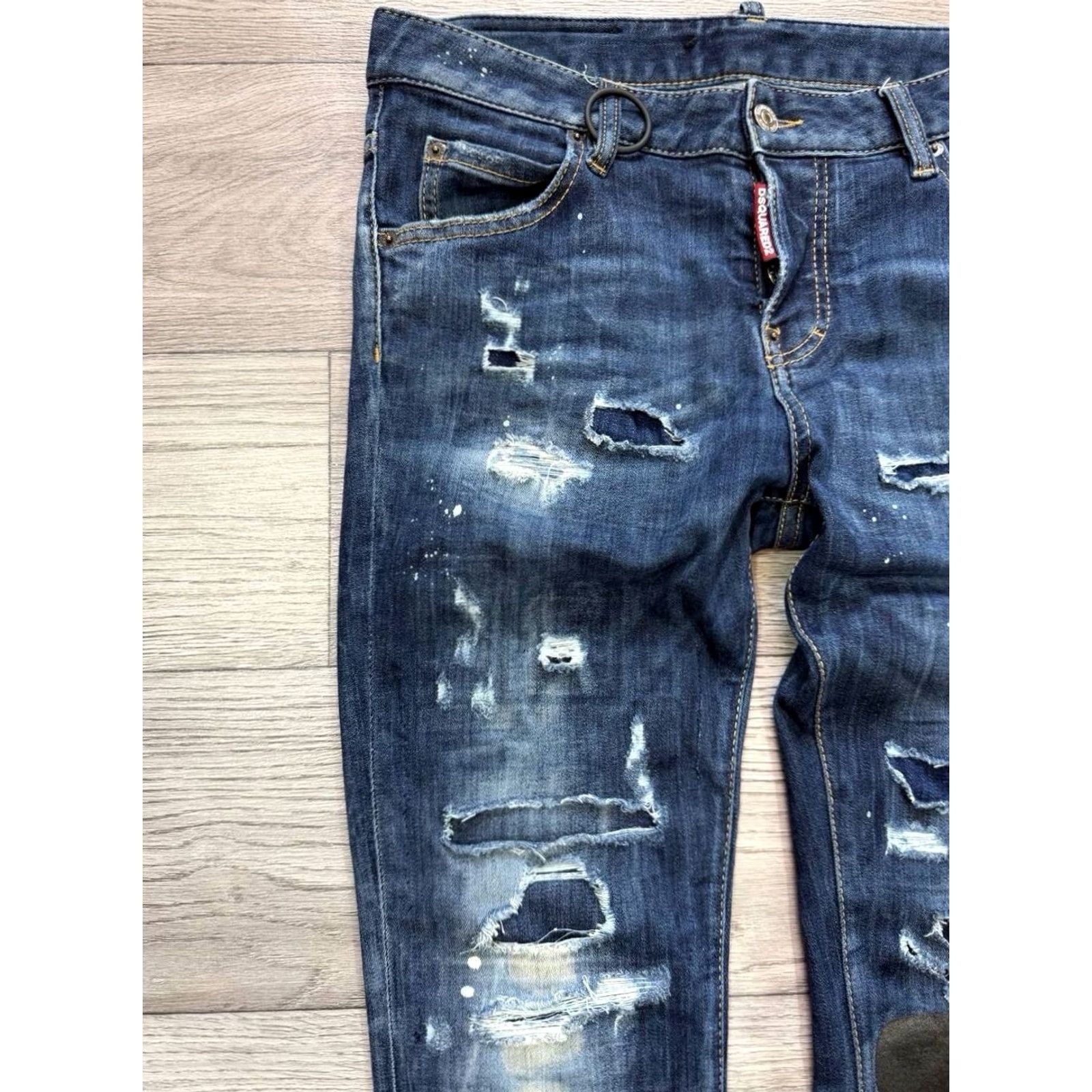 Dsquared2 Dsquared2 Jeans Distressed Paint Splatter Slim Fit Size 38 Womens Blue Skinny Jeans Size 26" / US 2 / IT 38 - 6 Thumbnail