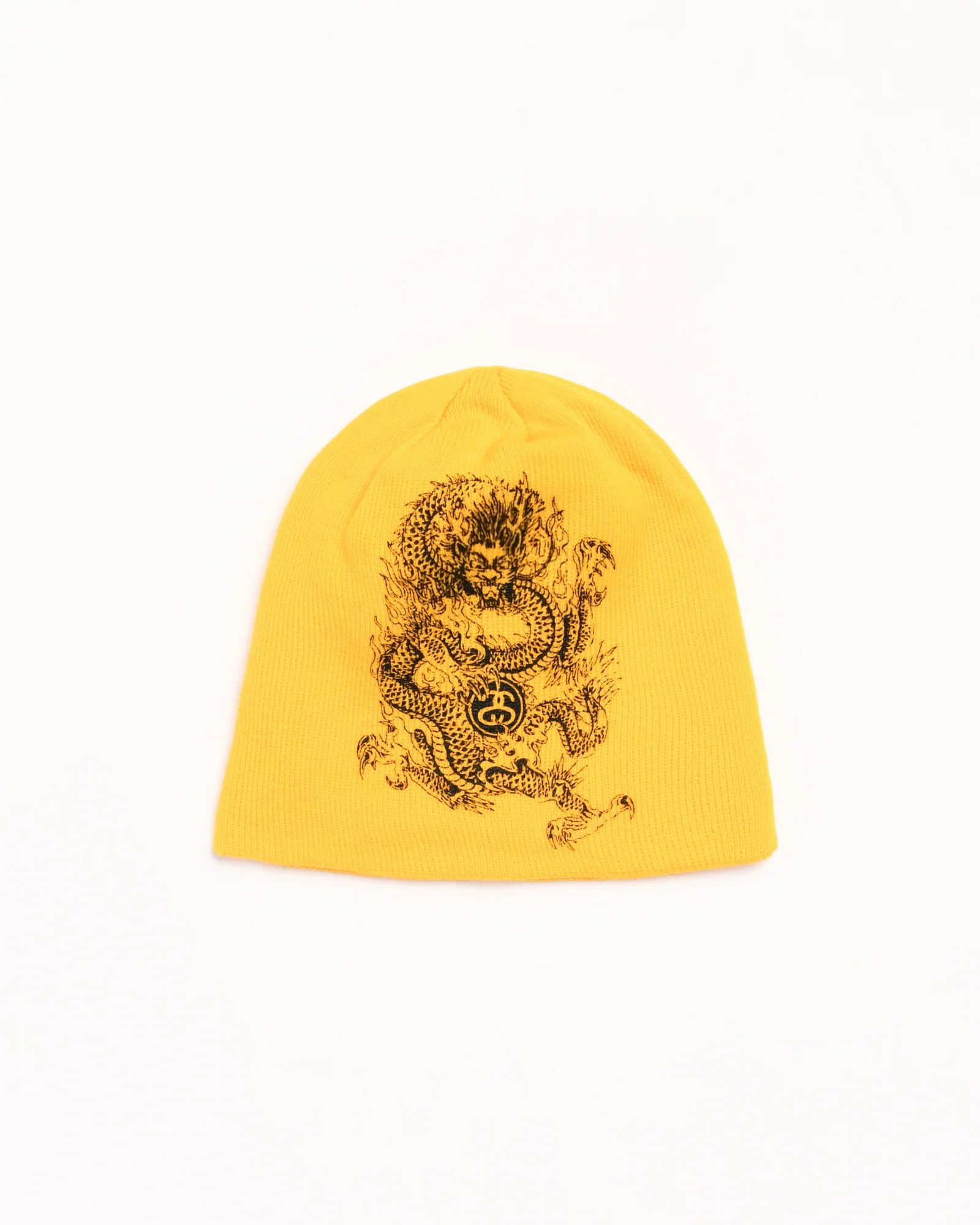 Yellow Dragon Graphic Knit Beanie Hat