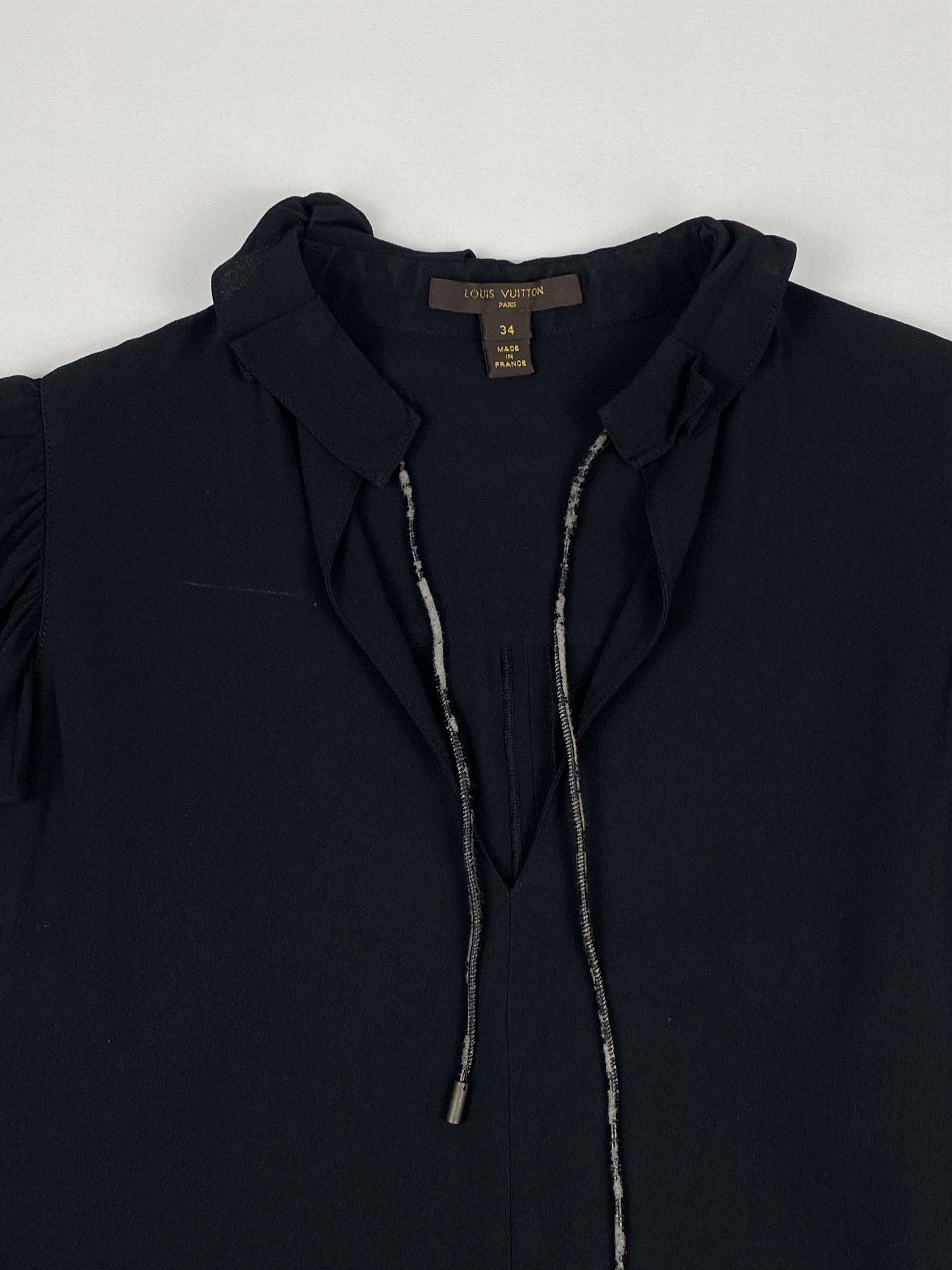 Louis Vuitton Resort 2017 Black Crepe Monogram Tie Blouse Size XS / US 0-2 / IT 36-38 - 3 Thumbnail