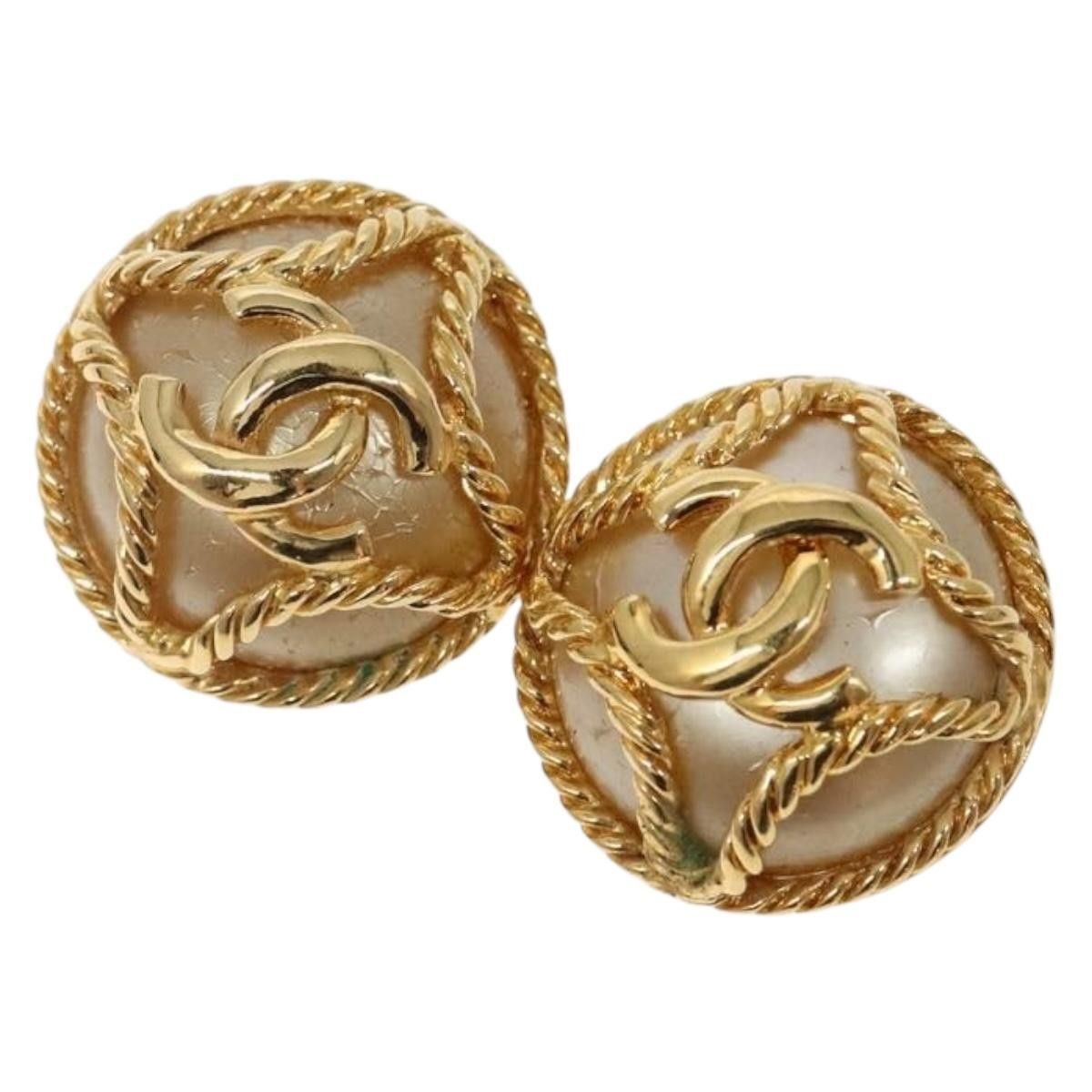 Chanel Chanel CC Hoop Clip-On Earrings Crystal Embellished Metal Size ONE SIZE - 1 Thumbnail