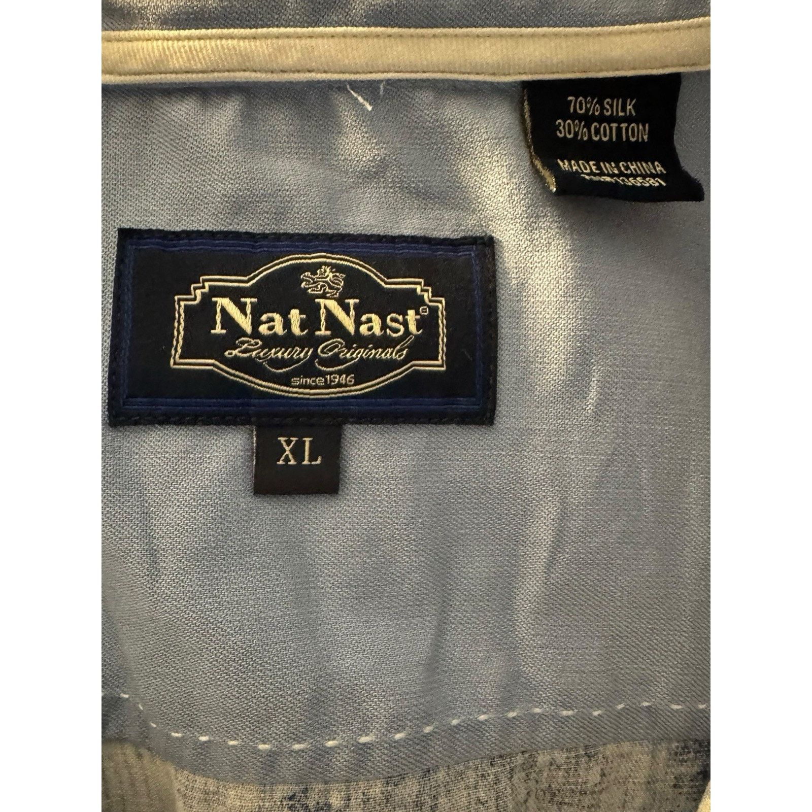 Nat Nast Nat Nast Luxury Originals XL Ocean Blue Silk Blend Shirt Size US XL / EU 56 / 4 - 6 Thumbnail