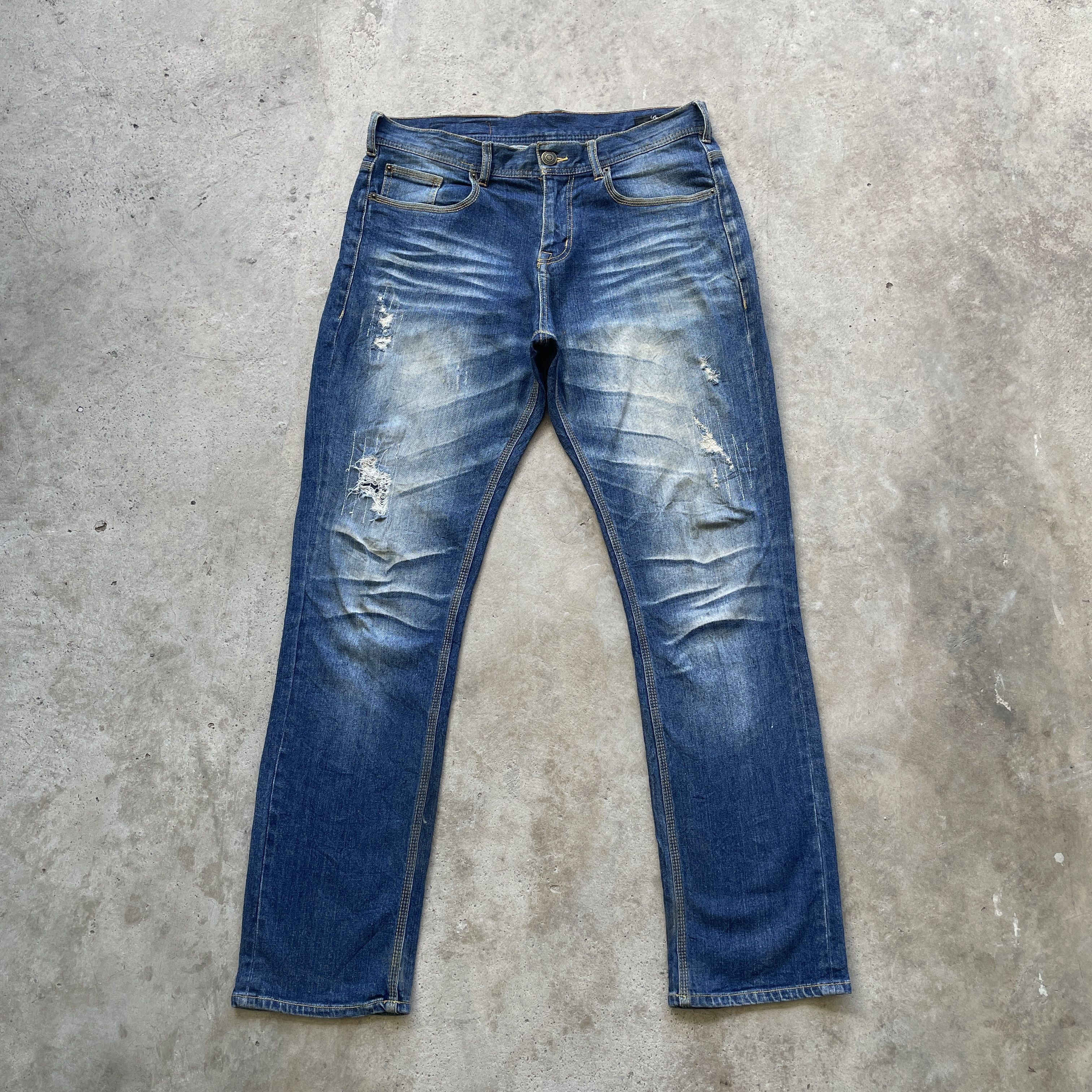 Japanese Brand × Jean W34 VINTAGE JAPANESE FADED JEANS DENIM DISTRESSED PANTS Size US 34 / EU 50 - 2 Thumbnail