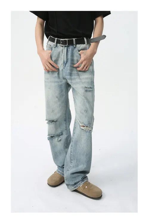 Jean American street cool damaged washed distressed jeans Size US 32 / EU 48 - 7 Thumbnail