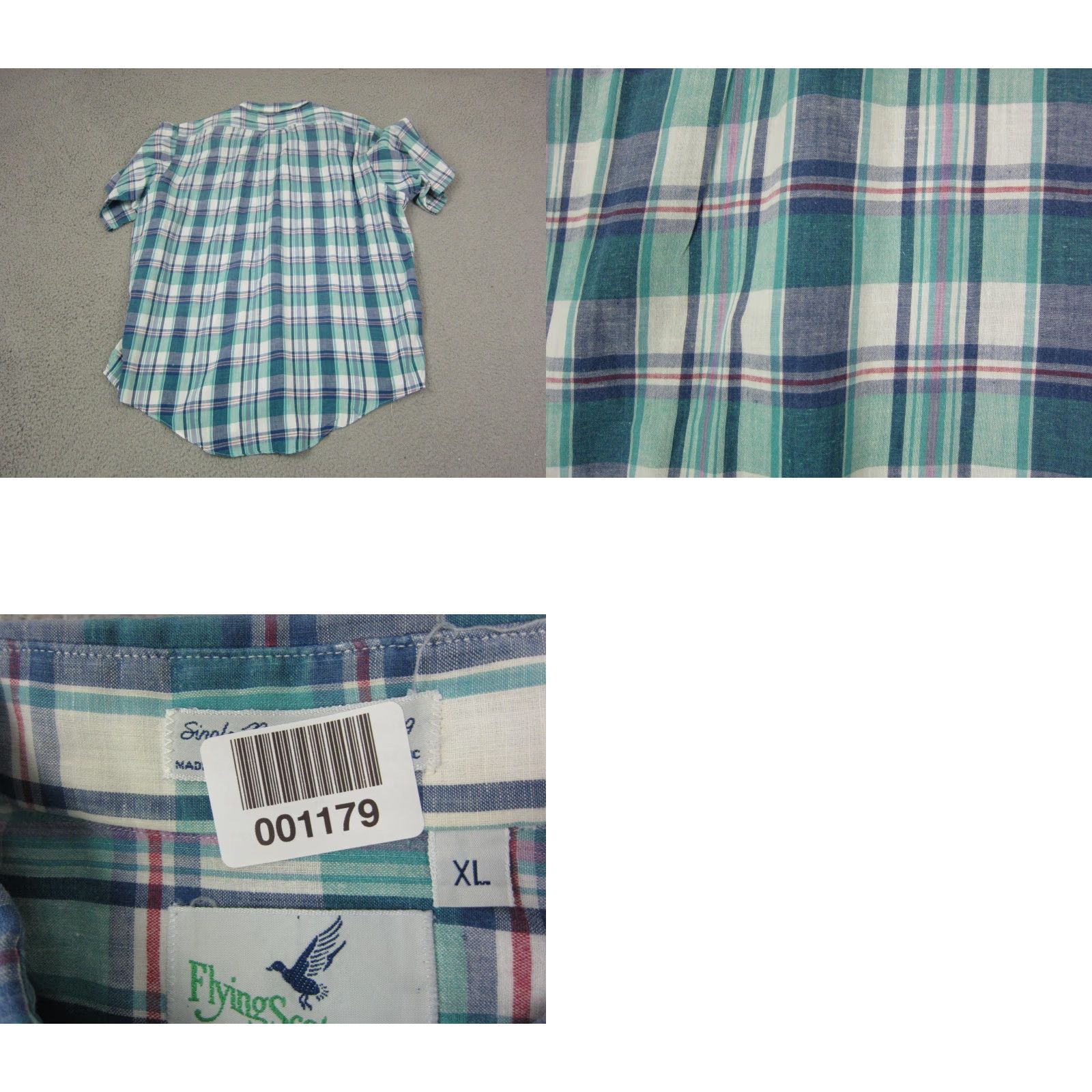 Vintage Flying Scotsman Shirt XL Blue Plaid Mens Button-Up Short Sleeve 90s Casual Cotton Made in USA Size US XL / EU 56 / 4 - 8 Thumbnail