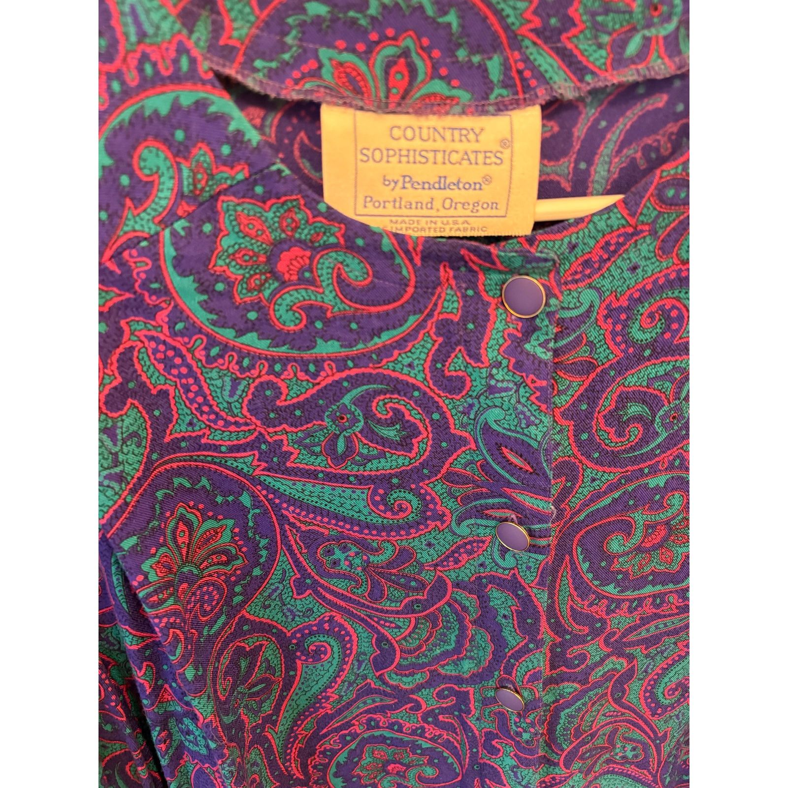 Pendleton Pendelton Purple Paisley top Country Sophisticates Pendleton Size 3XL / US 20-22 - 2 Thumbnail