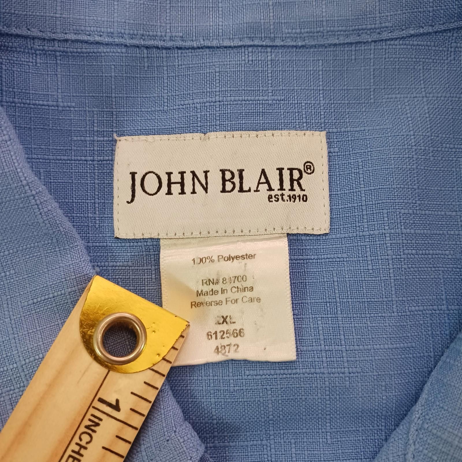 Designer Vintage John Blair Men's Blue Pockets Short Sleeve Shirt 2XL Size US XXL / EU 58 / 5 - 4 Thumbnail