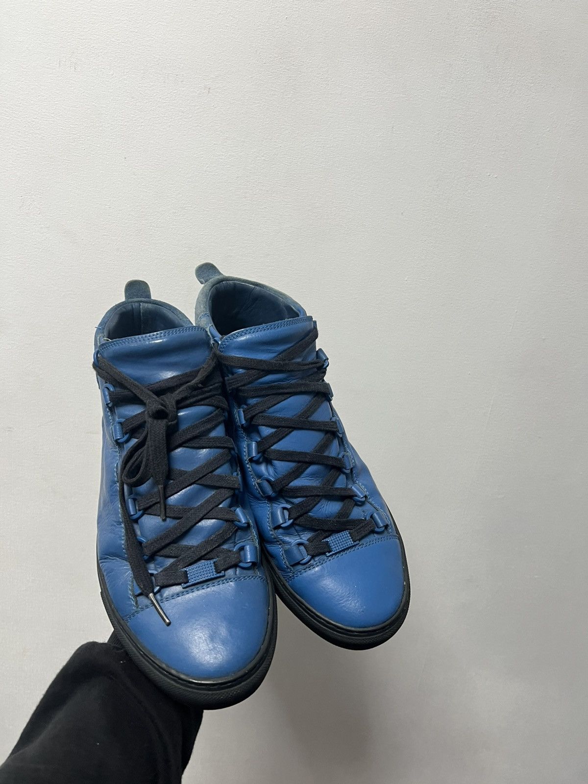 Balenciaga Arena Blue High-Top Leather Sneakers Shoes
