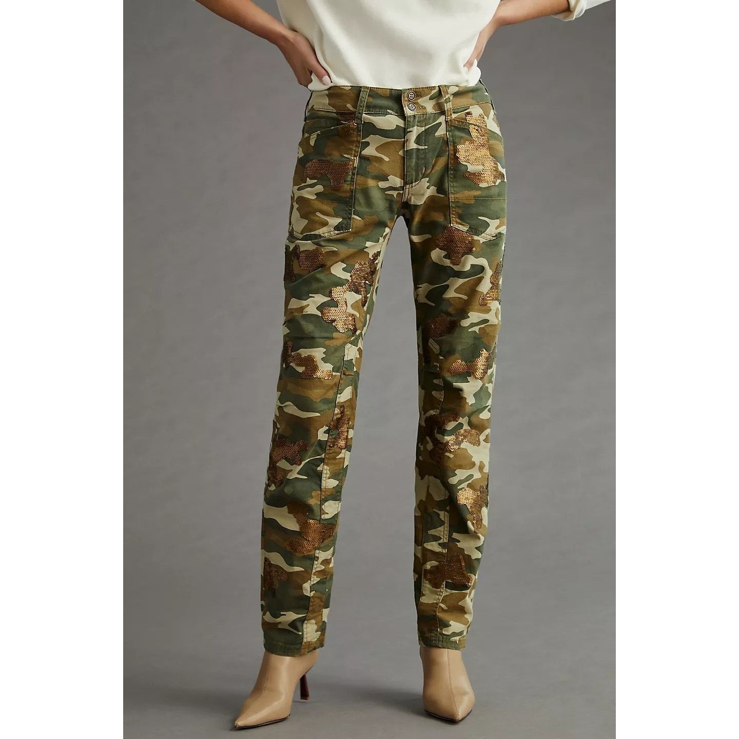 Anthropologie New Anthro Pilcro The Wanderer Sequined Low-Rise Pants Size 27" / US 4 / IT 40 - 4 Thumbnail