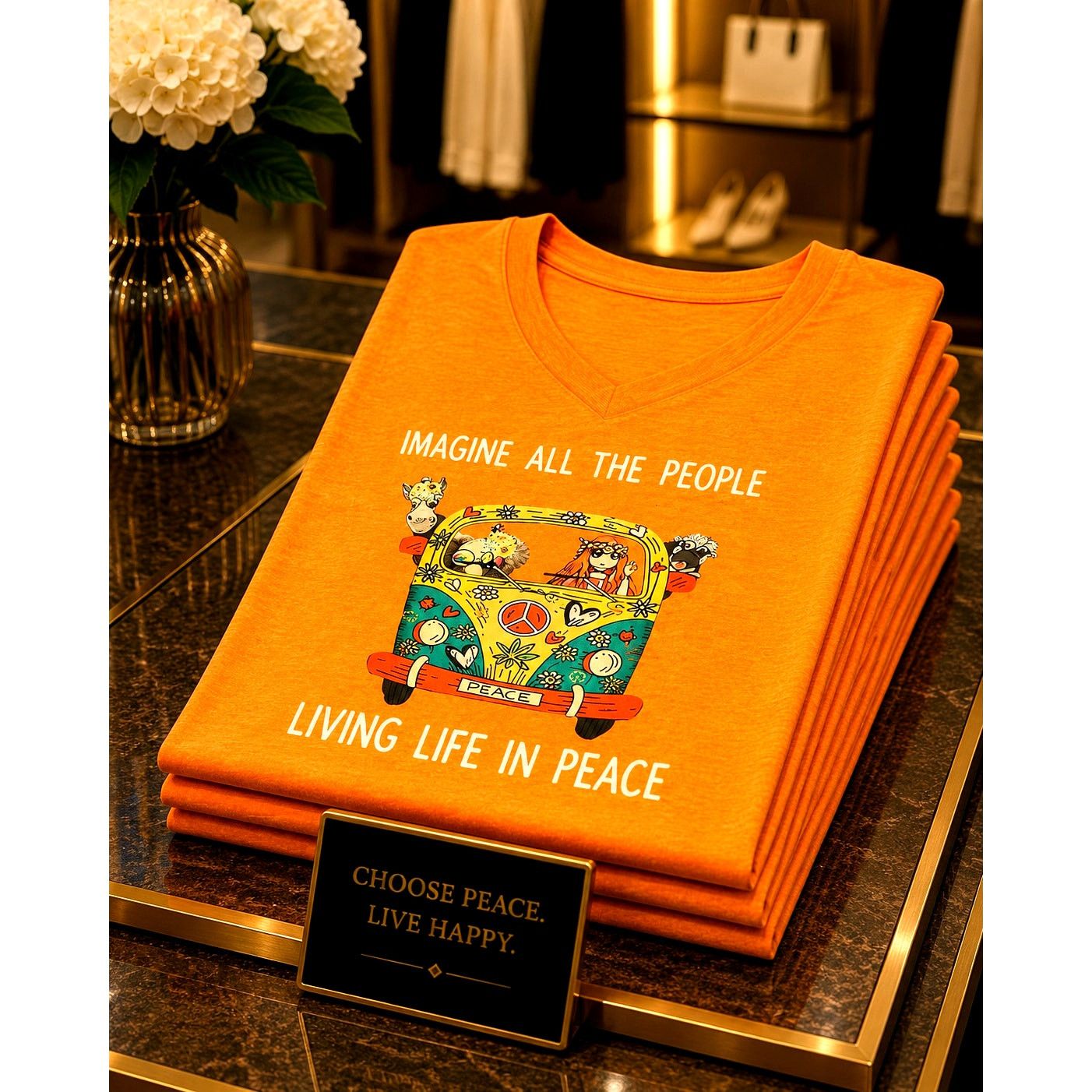 Other Vibrant Imagine All The People Living Life in Peace Orange 4 Size S / US 4 / IT 40 - 1 Thumbnail