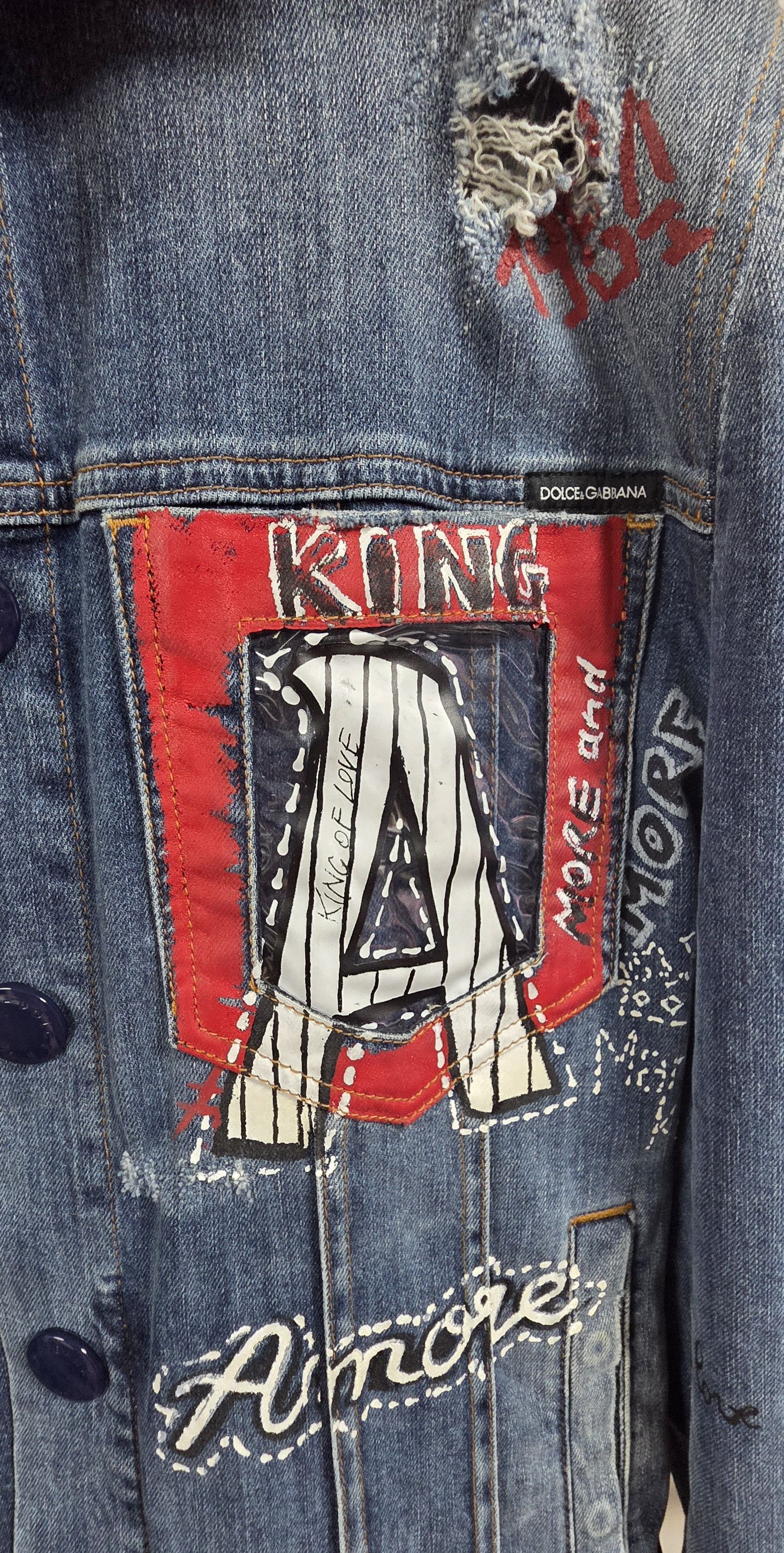 Dolce & Gabbana Dolce And Gabbana Blue Denim Drawing Jacket 48 Size!!! Size US M / EU 48-50 / 2 - 11 Thumbnail