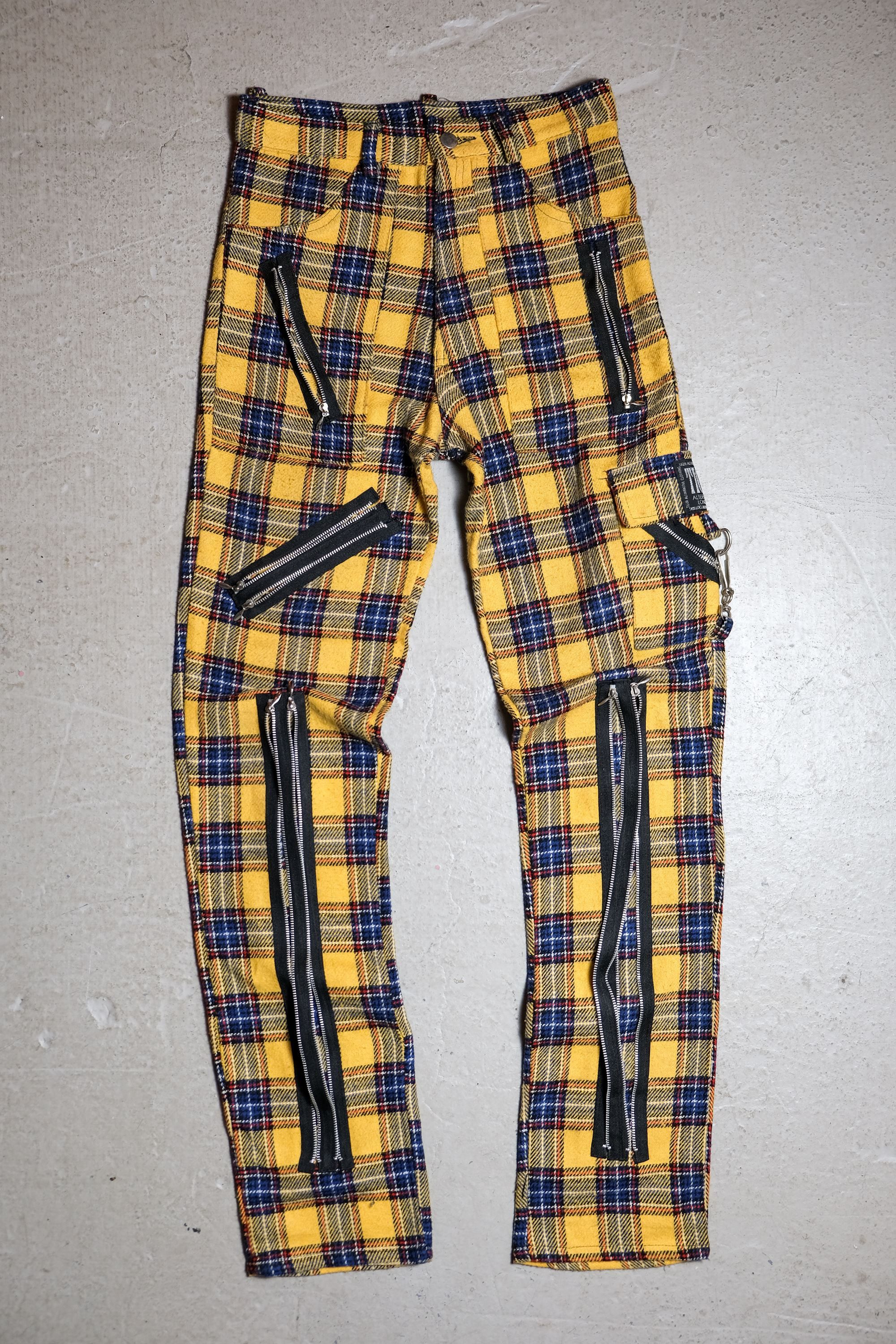 image of Tiger Altanative London Vintage Tartan Bondage Pants in Yellow Check, Men's (Size 28)