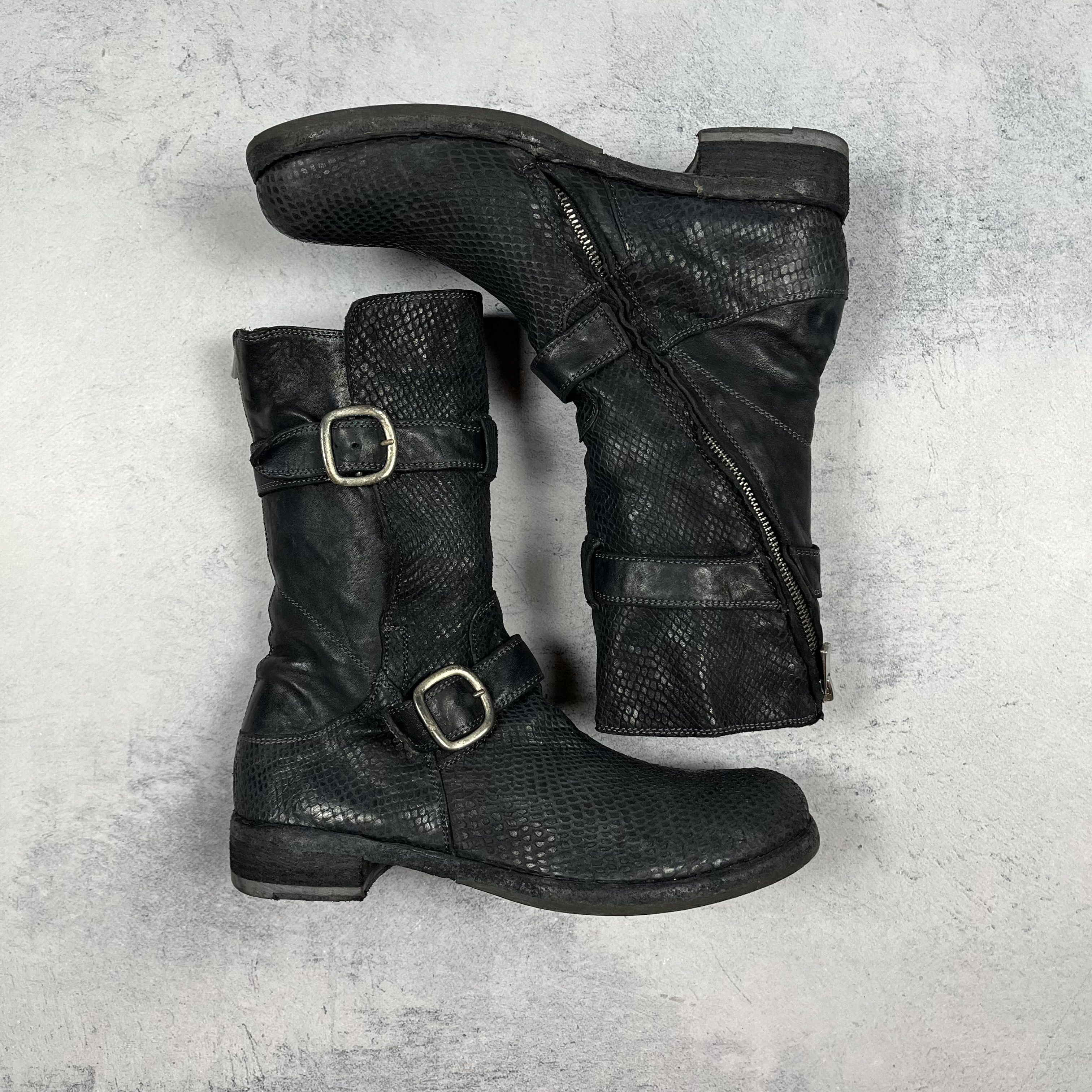 Officine Creative Avant-Garde Officine Creative Snake Embossed Biker Boots Size US 6 / IT 36 - 3 Thumbnail