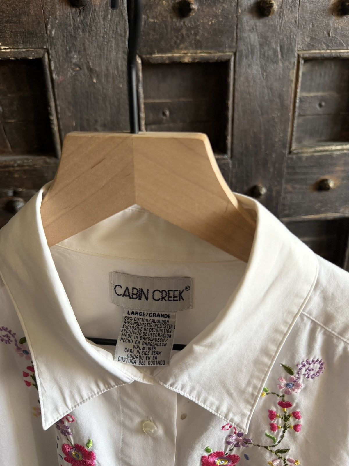 Other Vintage floral embroidered white button up shirt (Large) Size L / US 10 / IT 46 - 8 Thumbnail