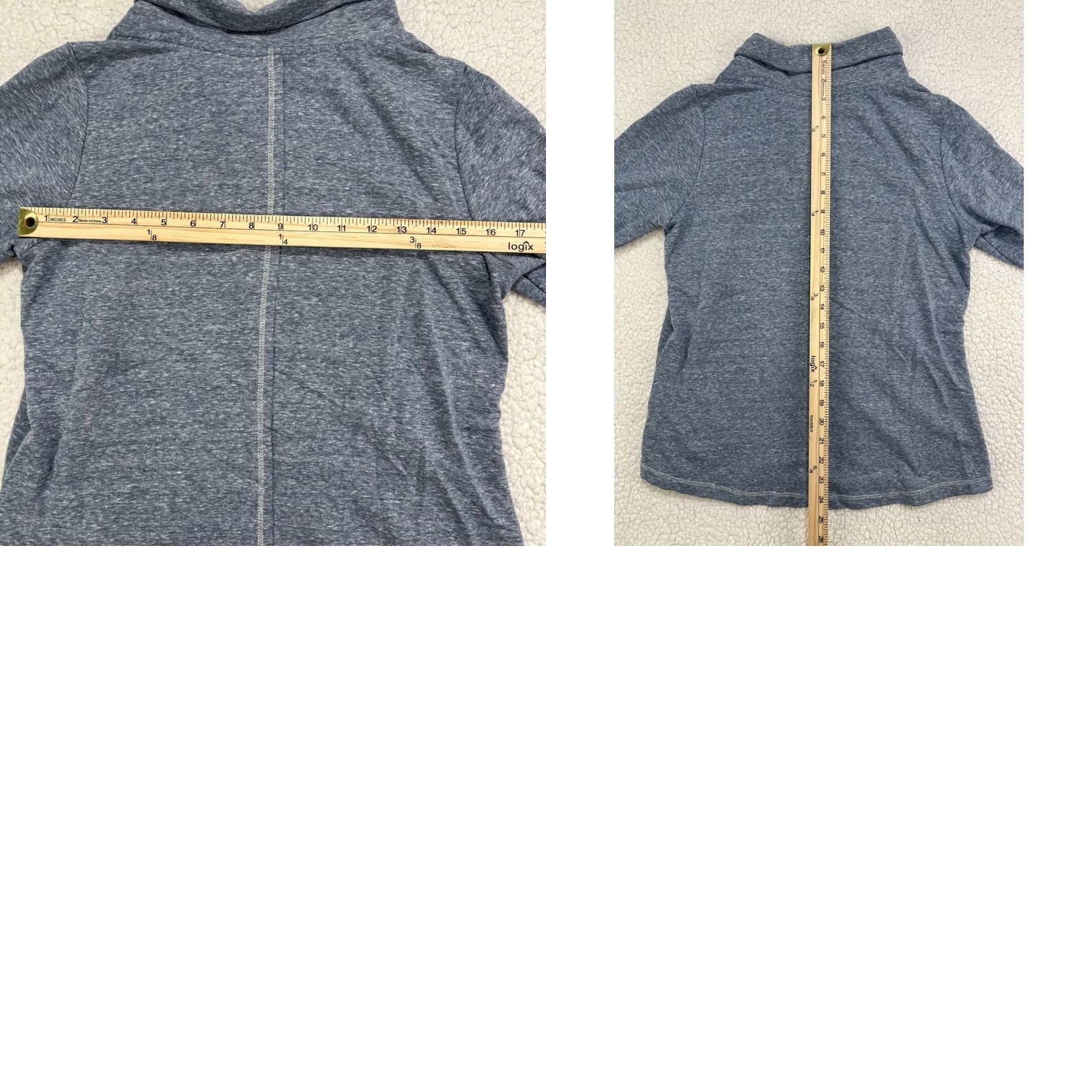 Soft Surroundings Soft Surroundings Blouse Tunic Long Sleeve Cowl Neck Button Lightweight Polyester Blend Seaport Heather Blue PS Petite Women Size S / US 4 / IT 40 - 8 Thumbnail