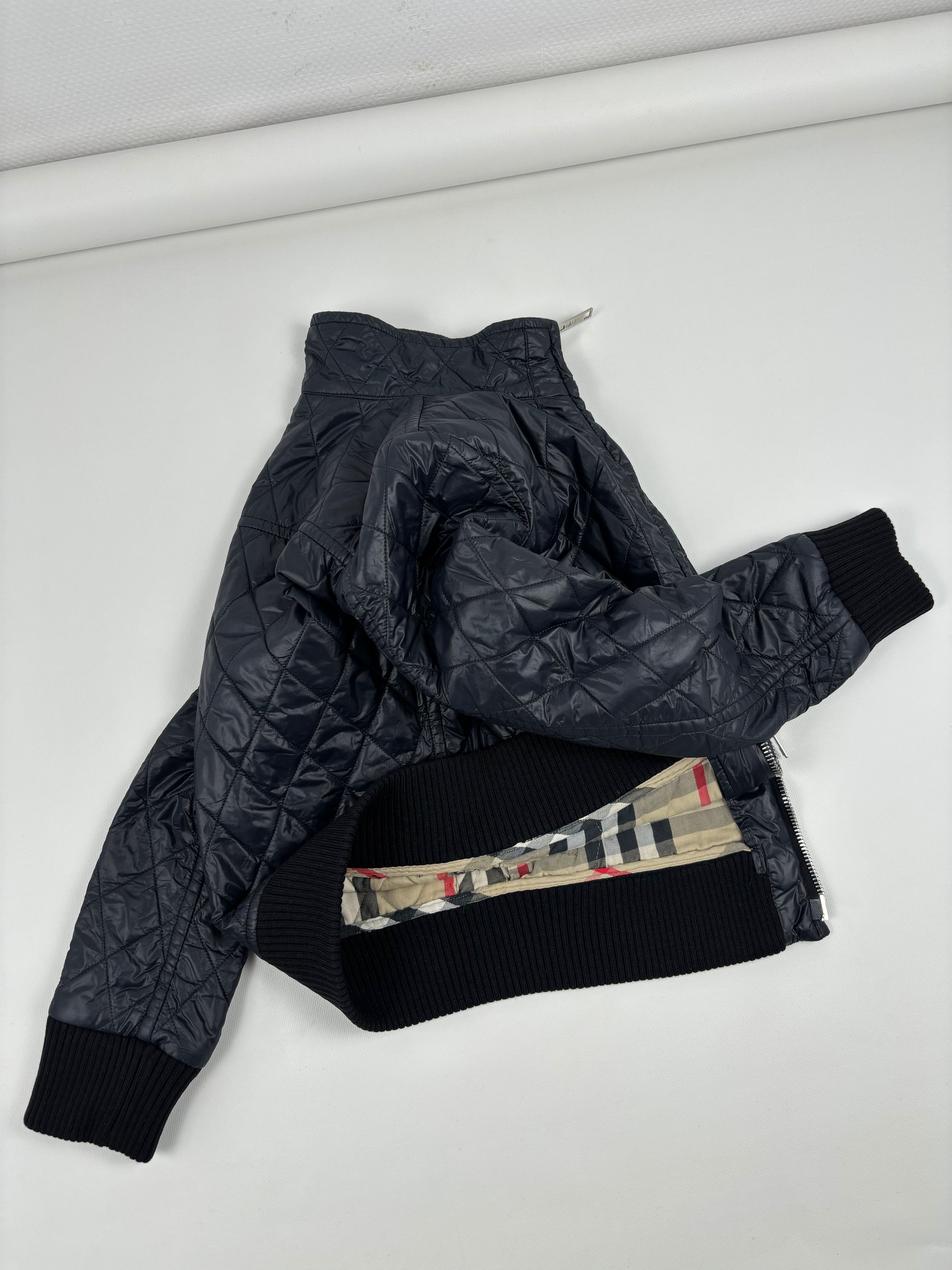 Burberry London Nova Check Biker Ribbed Cuffs Quilted Jacket Full-Zip Bomber Size M / US 6-8 / IT 42-44 - 6 Thumbnail