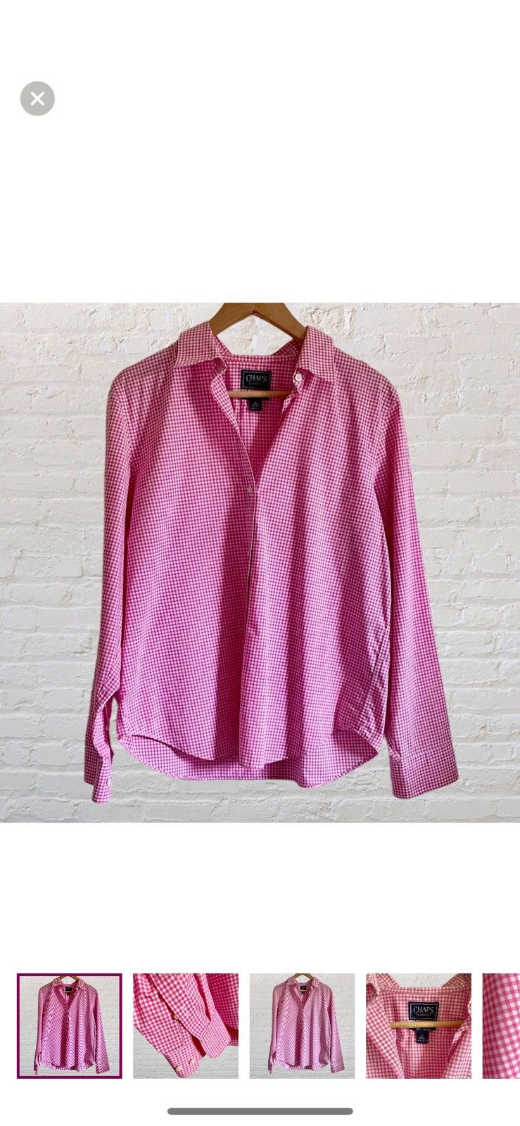 Chaps Ralph Lauren PINK PLAID CHAPS CHECKERED BUTTON UP SHIRT BLOUSE NO IRON Size L / US 10 / IT 46 - 1 Thumbnail