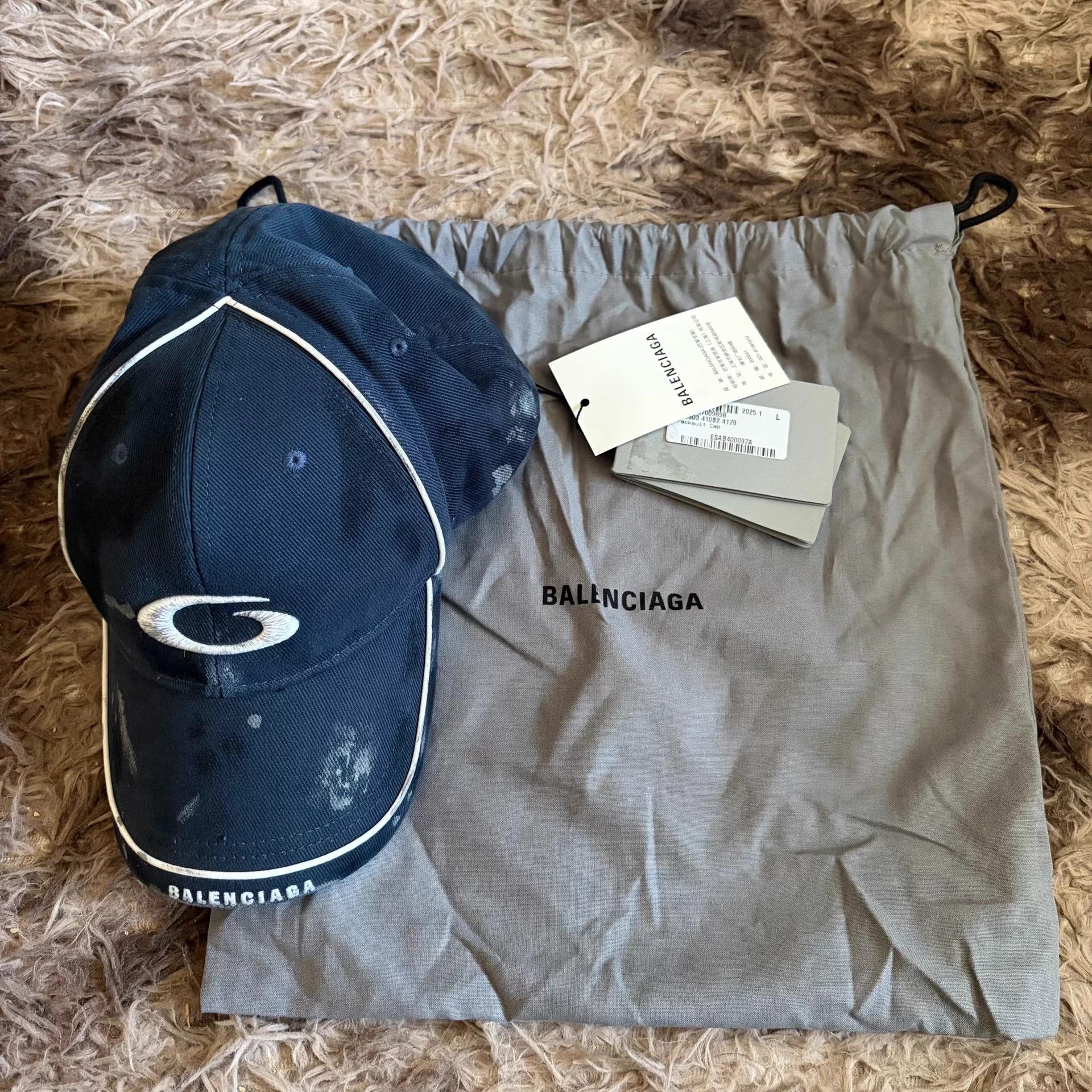 Balenciaga Balenciaga G-Embroidered Baseball Cap Black/Blue White Trim L Size ONE SIZE - 1 Thumbnail