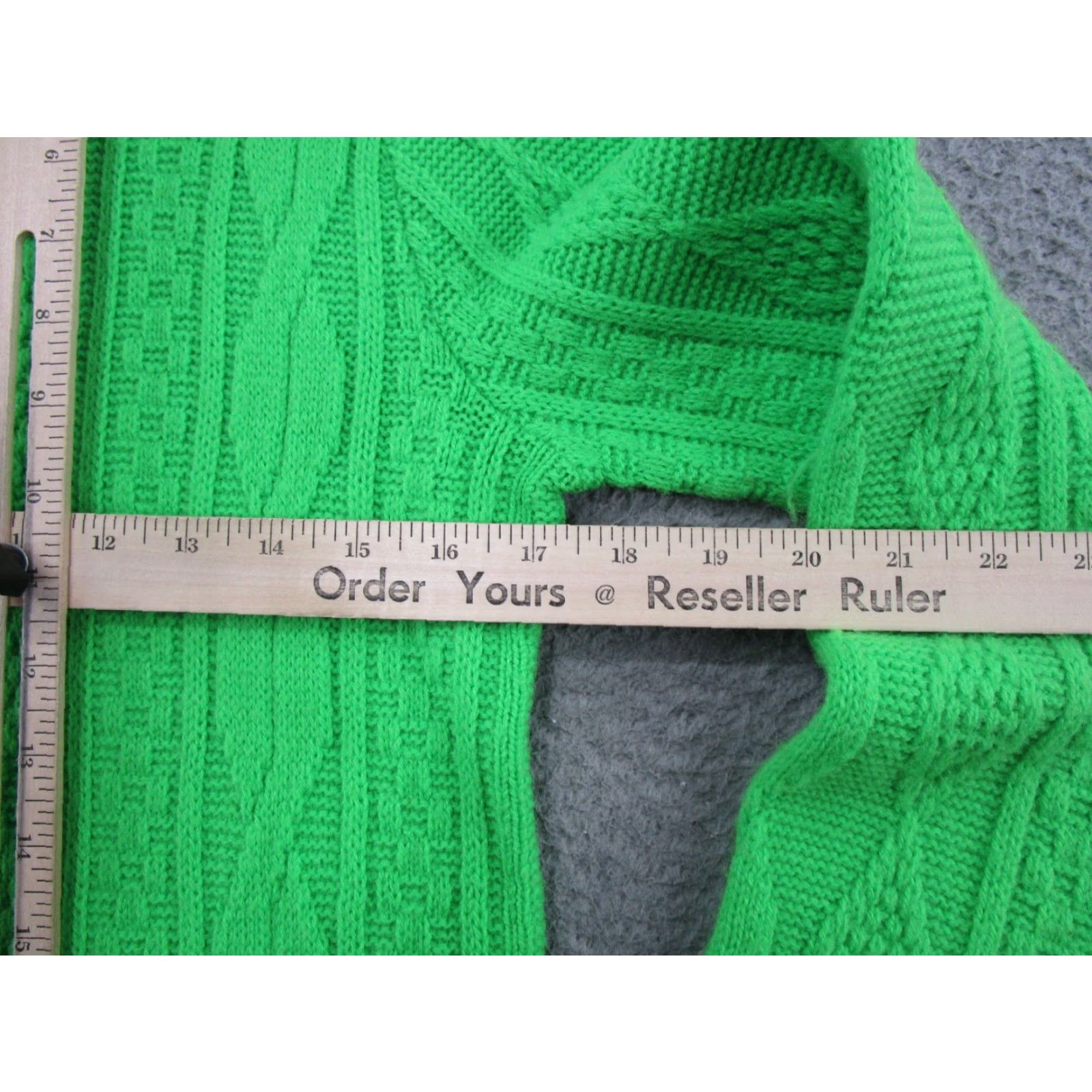 Etro VINTAGE DuPont Green Cable Knit Sweater Chest Size 34 Retro Womens Pullover Mock Neck Long Sleeve Fall Winter 70s Size S / US 4 / IT 40 - 4 Thumbnail