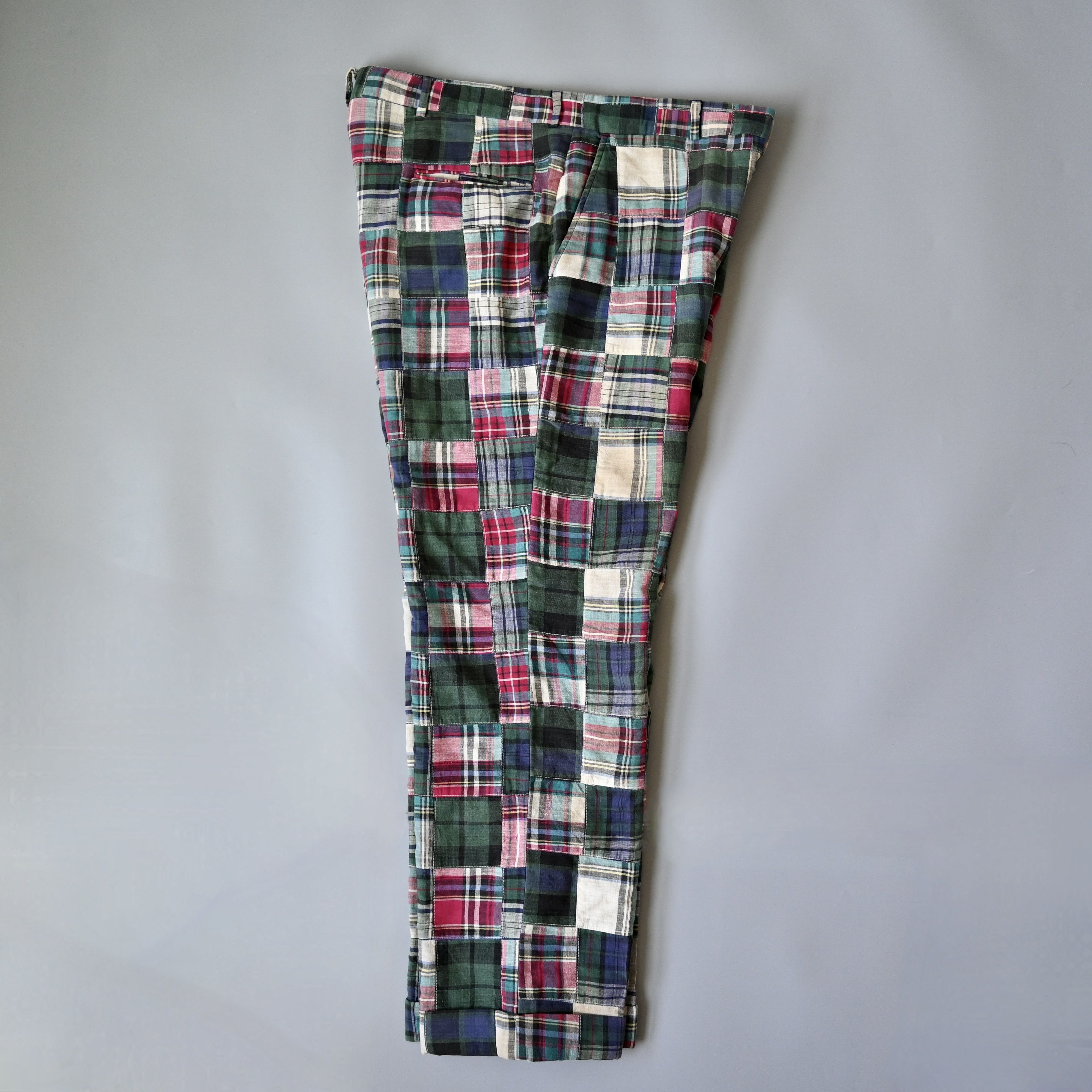 90’s～ BROOKS BROTHERS Patchwork Pants Brooks Brothers Country Club Madras Plaid Quilt Patchwork Cotton
